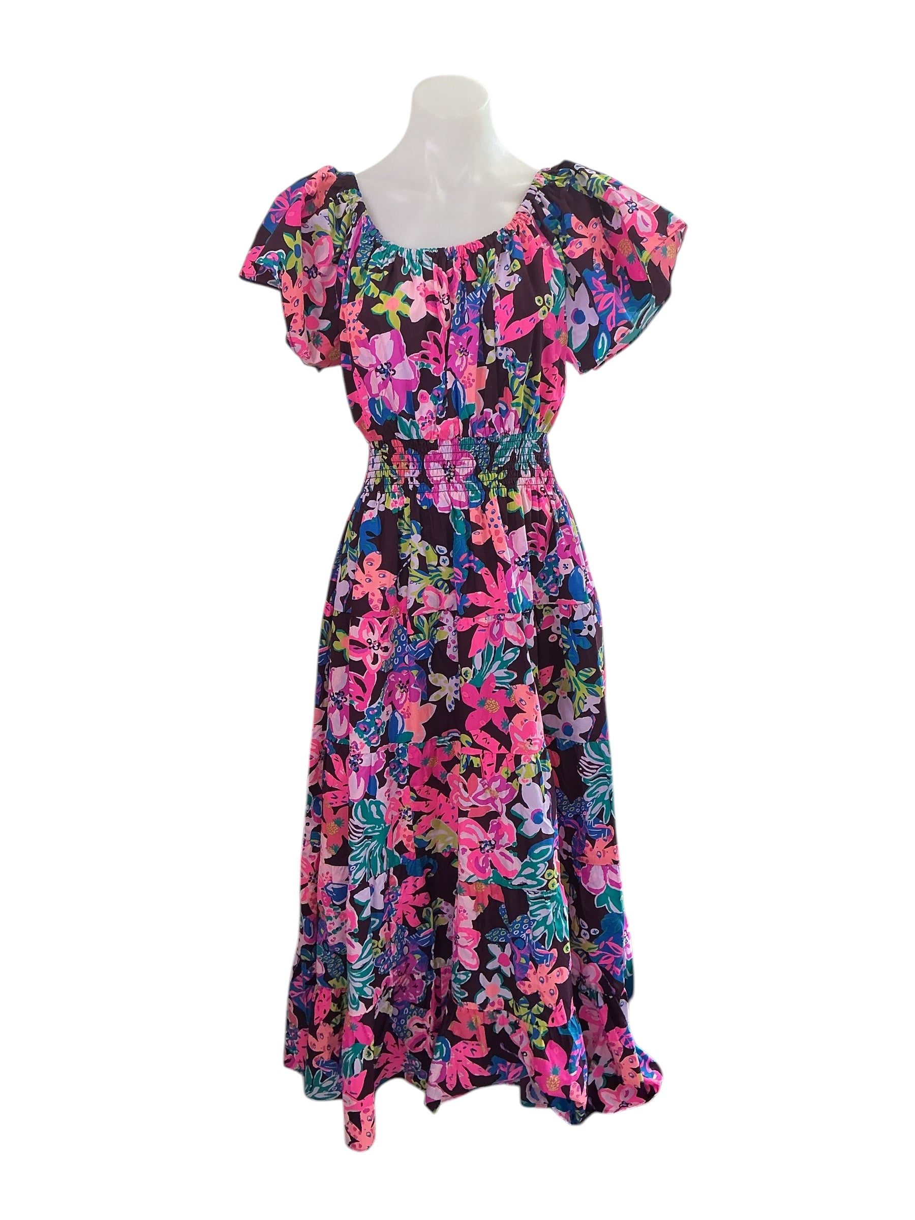 Lilly Pulitzer NWT Ellabell Short Sleeve - Cherry Ganache Bohemian Garden - Size M