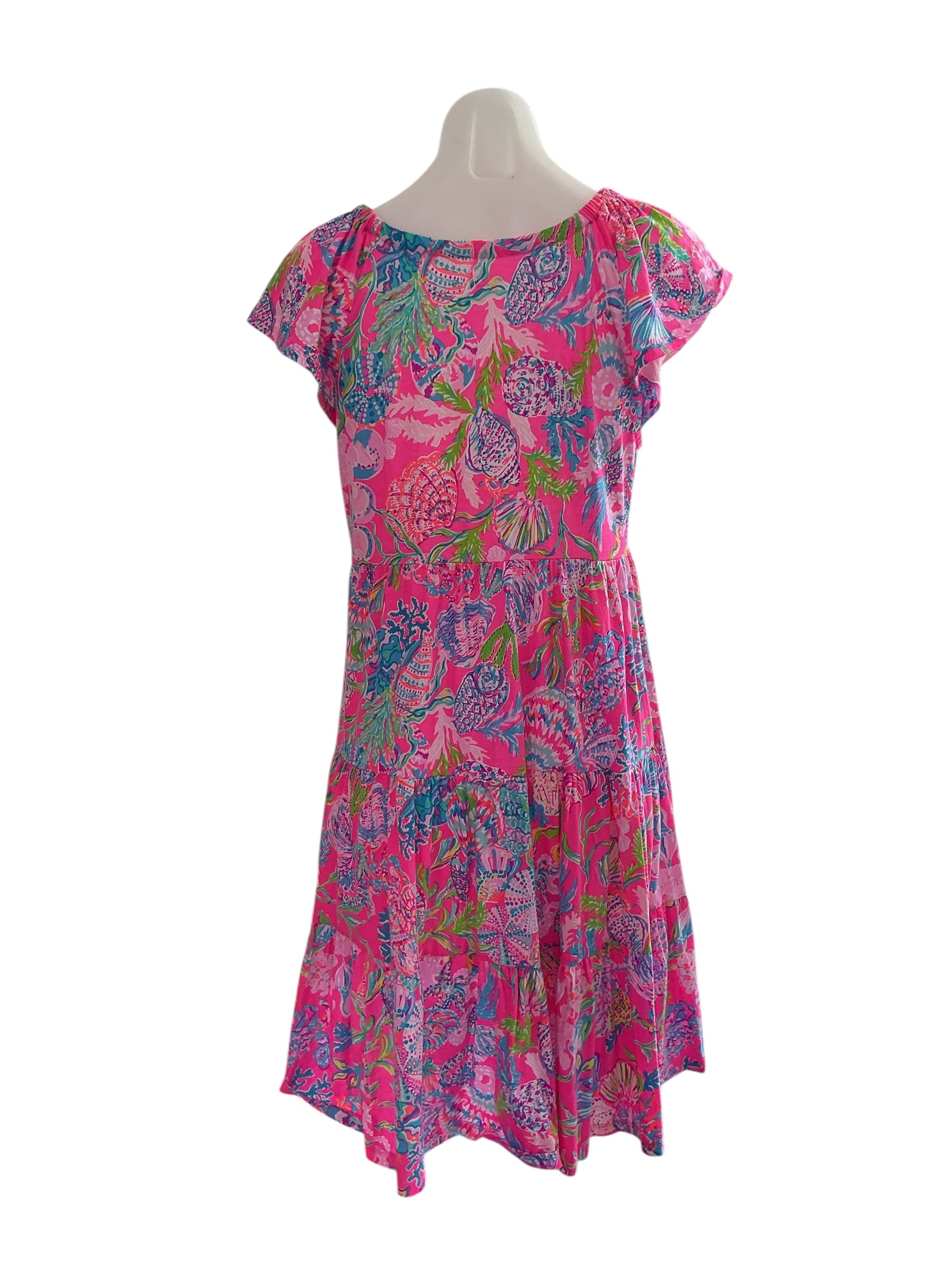 Lilly Pulitzer Golda Flutter Sleeve Dress - Pink Isle Shell Me Something Good - Size S