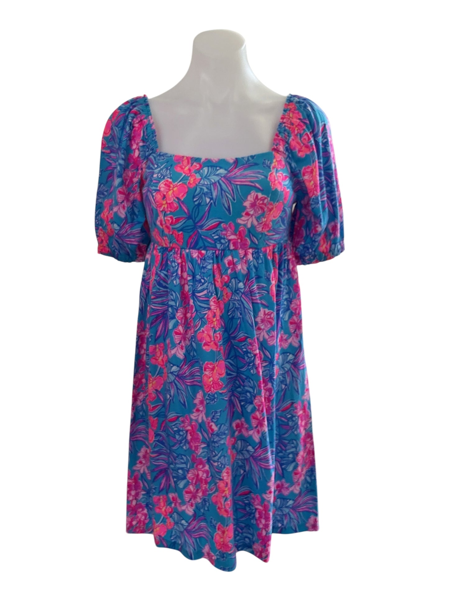 Lilly Pulitzer Delaney Short Sleeve Dress - Cumulus Blue Orchid Oasis - Size 2