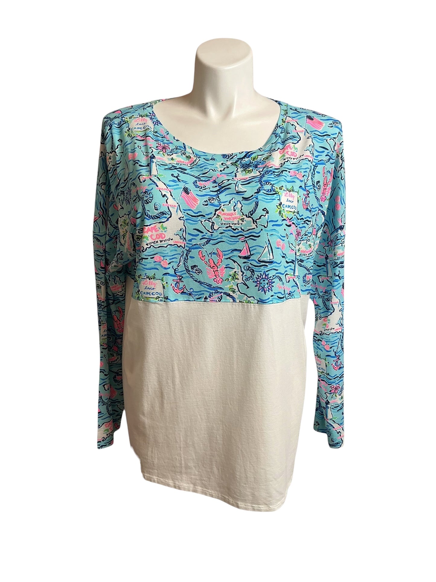 Lilly Pulitzer NWT Finn Top Bali Blue Lilly Loves Cape Cod - Size XXL