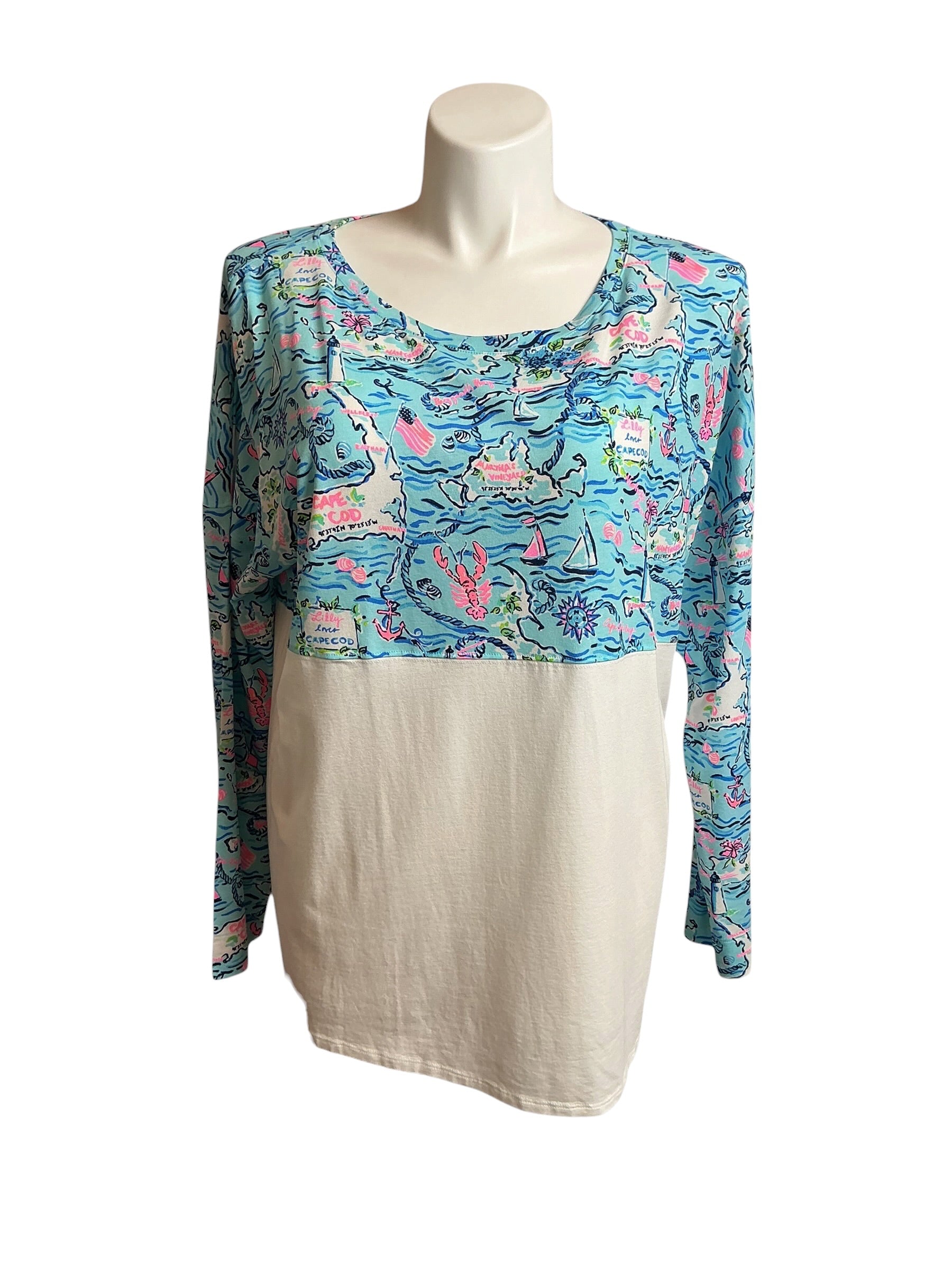 Lilly Pulitzer NWT Finn Top Bali Blue Lilly Loves Cape Cod - Size XXL