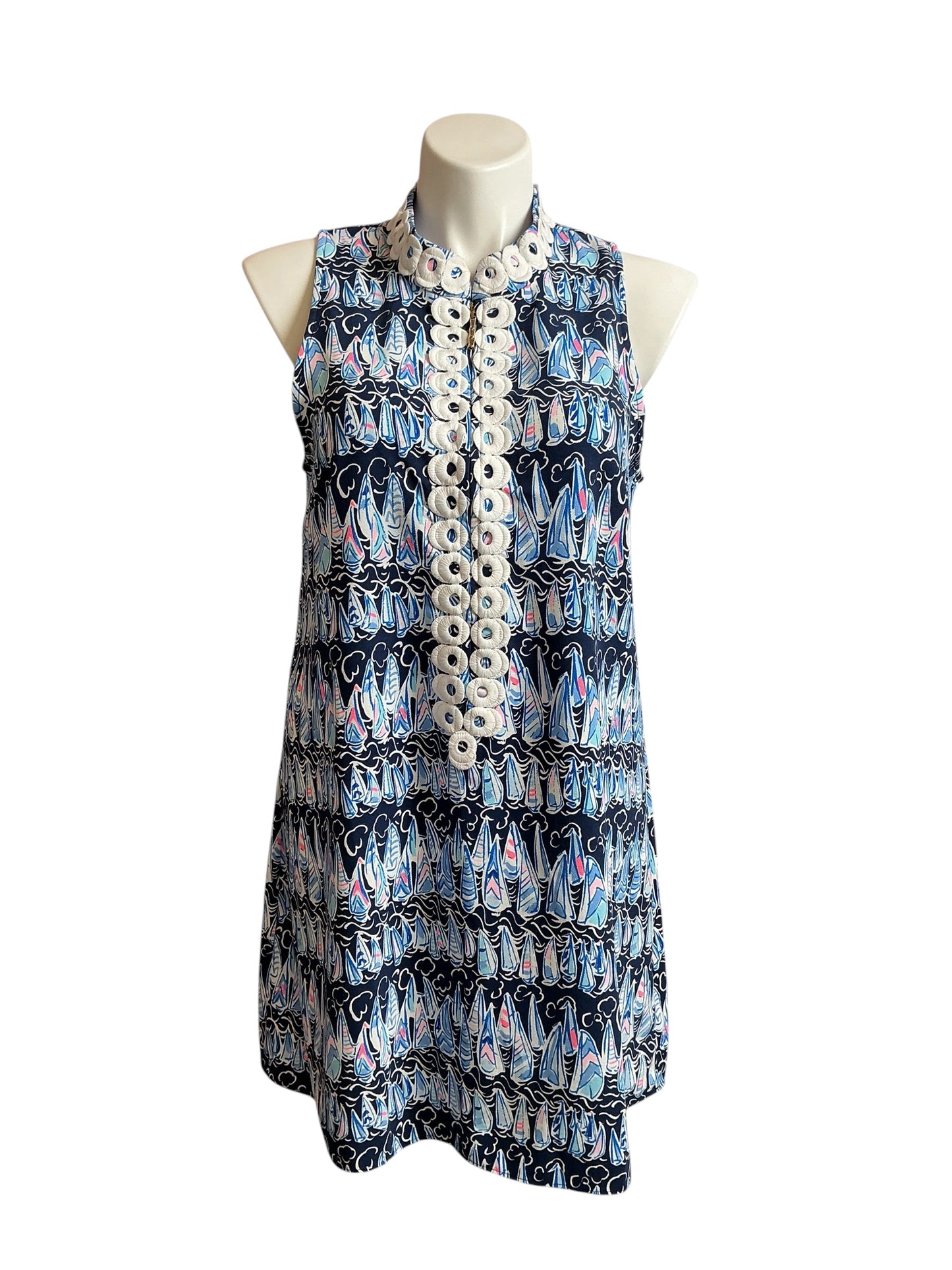 Lilly Pulitzer Jane Shift Dress Low Tide Navy Sails and Stripes - Size 16