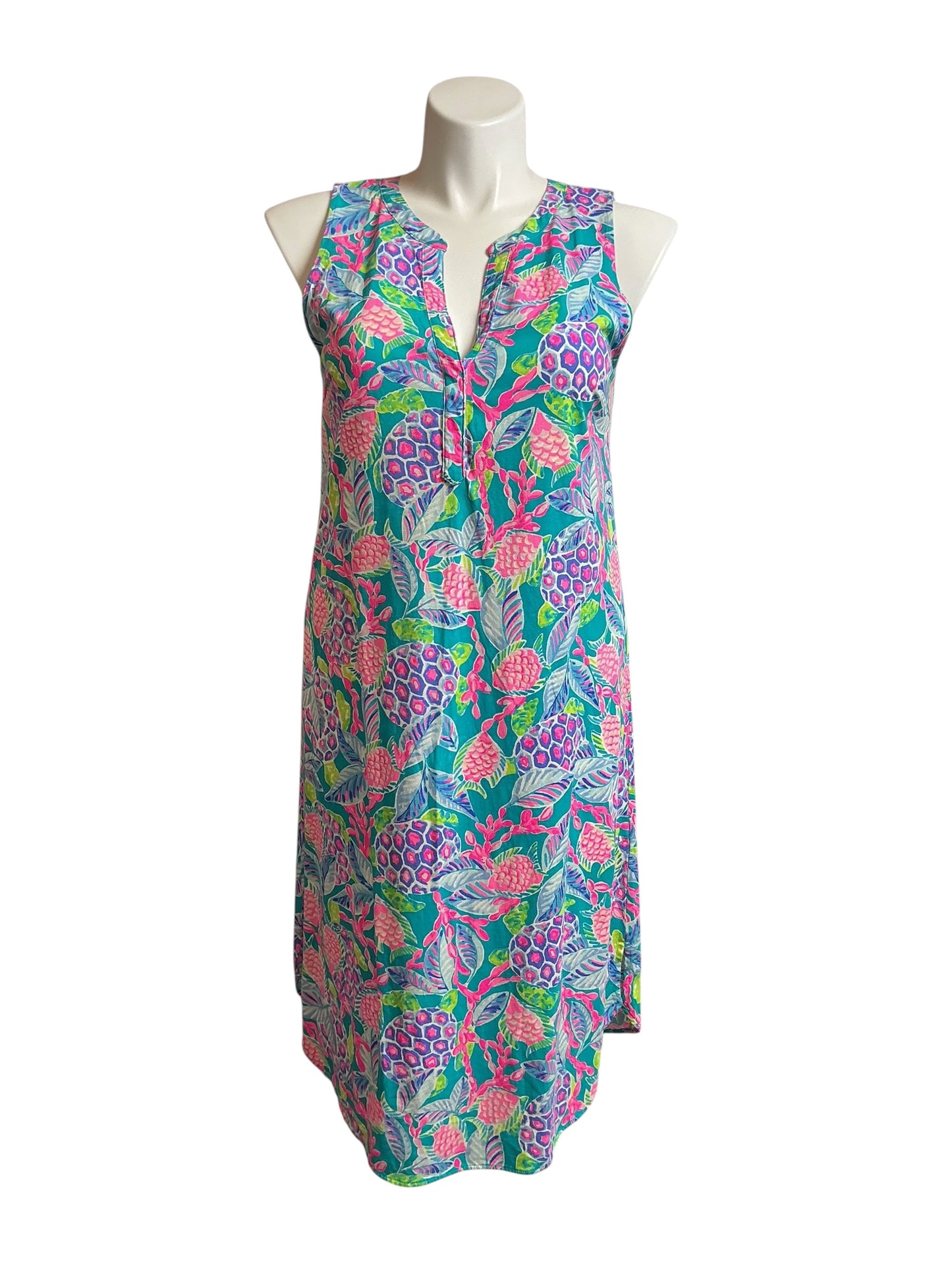 Lilly Pulitzer Naila Midi Dress Maldives Green Turtle Wave - Size L