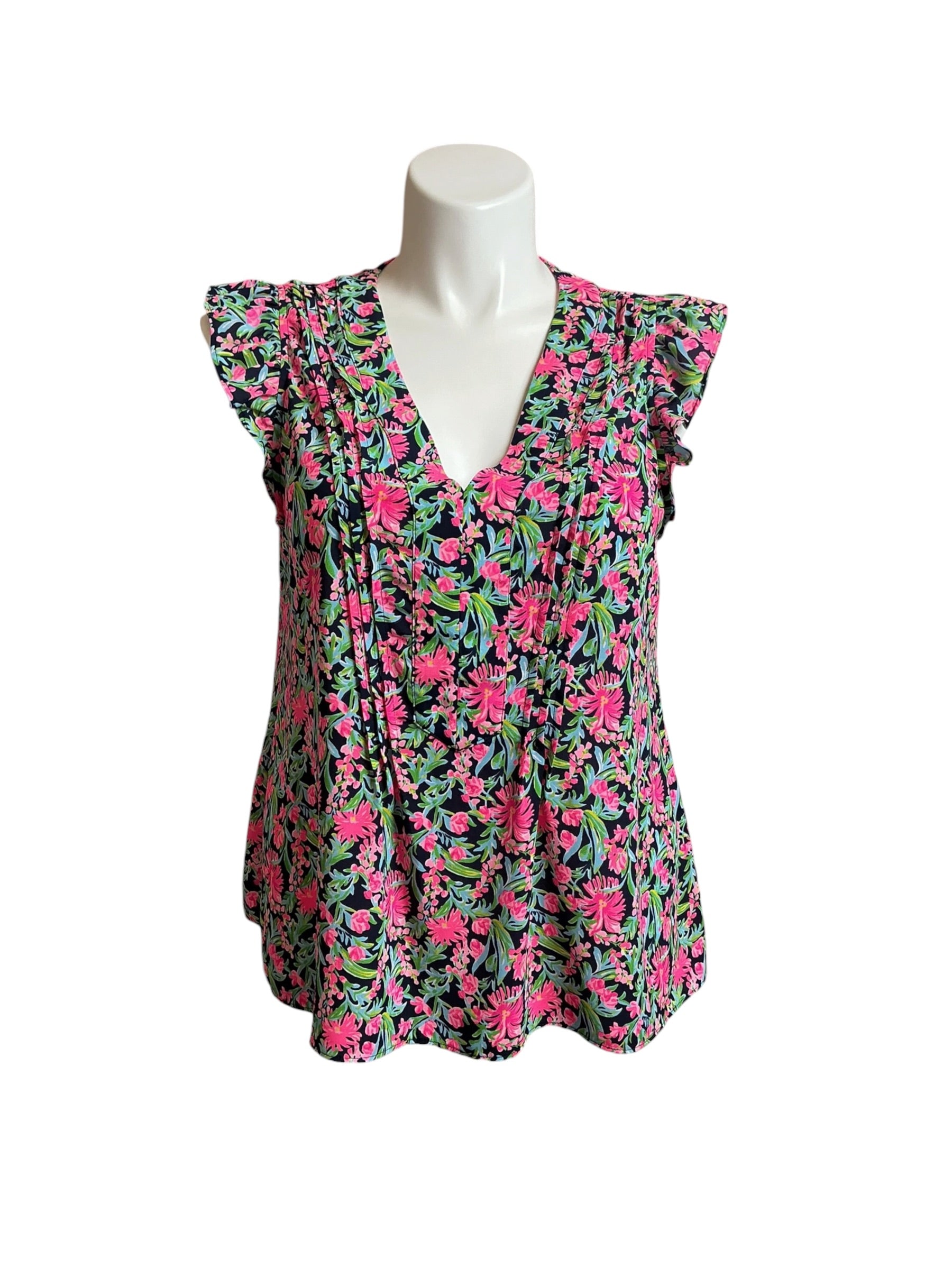 Lilly Pulitzer Joan Top Low Tide Navy Garden Variety - Size XL