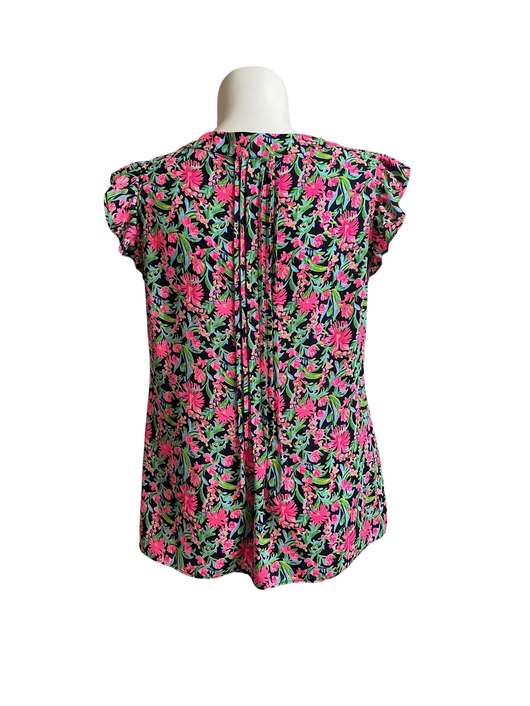 Lilly Pulitzer Joan Top Low Tide Navy Garden Variety - Size XL