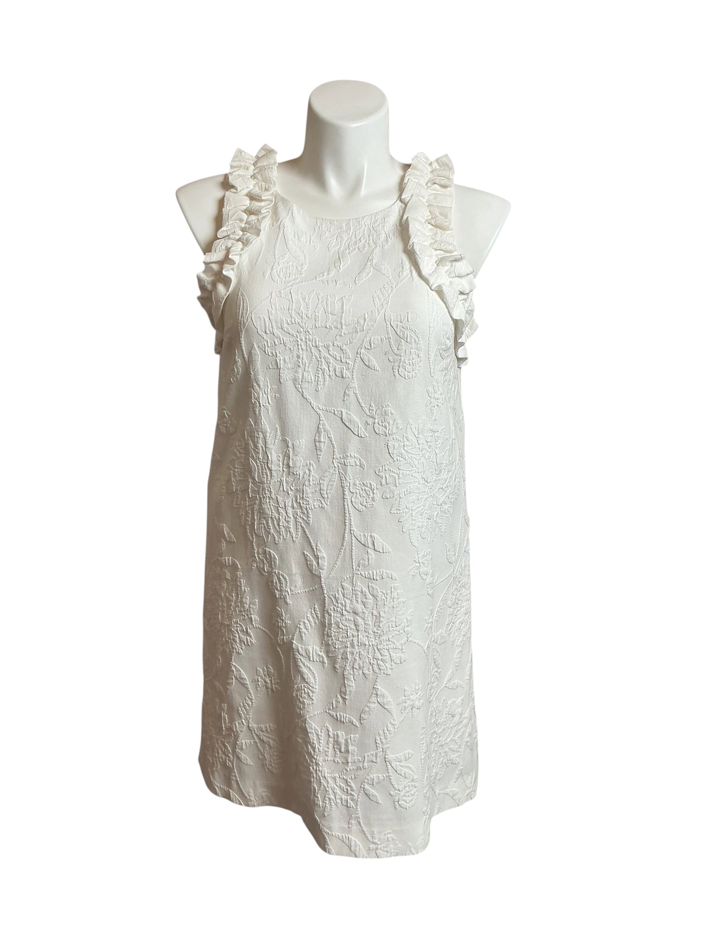 Lilly Pulitzer Kailee Stretch Ruffle Shift Dress - Resort White Caliente Pucker Jacquard - Size L