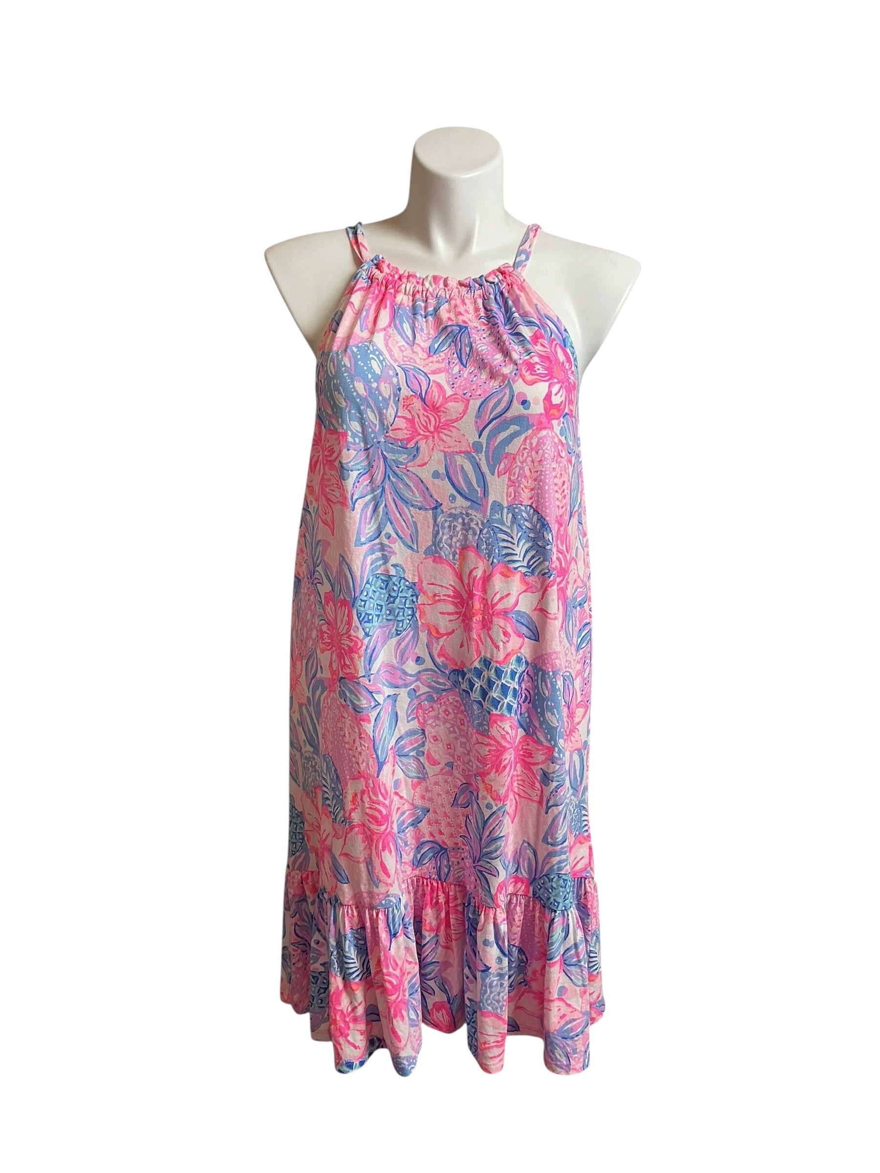 Lilly Pulitzer Saira Dress Pink Isle Snappy Turtle - Size XL
