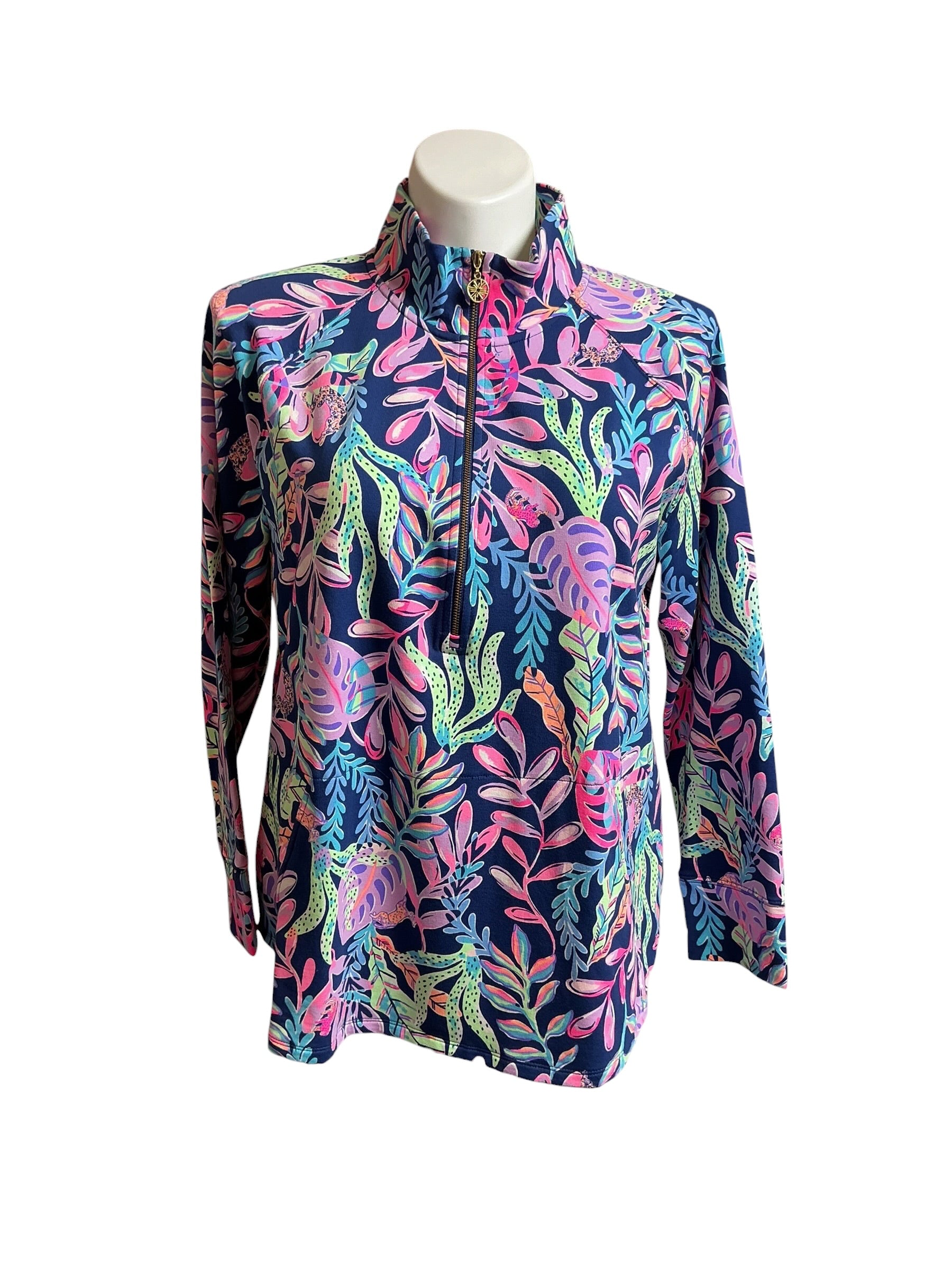 Lilly Pulitzer NWT UPF 50+ Skipper Popover Oyster Bay Navy You’ve Been Spotted - Size XXL