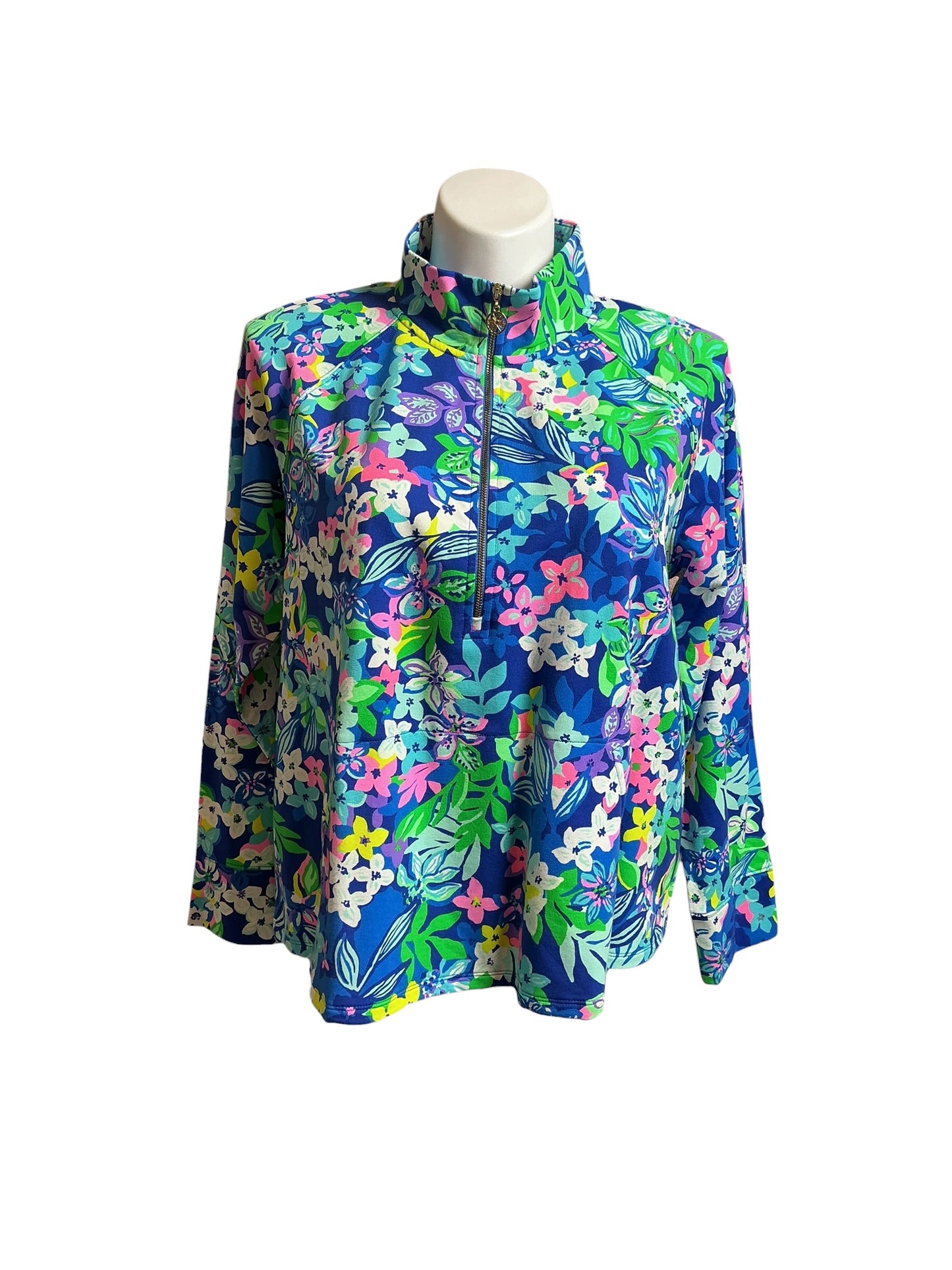 Lilly Pulitzer NWT Melena UPF 50+ Popover Borealis Blue Social Sunset - Size XXL