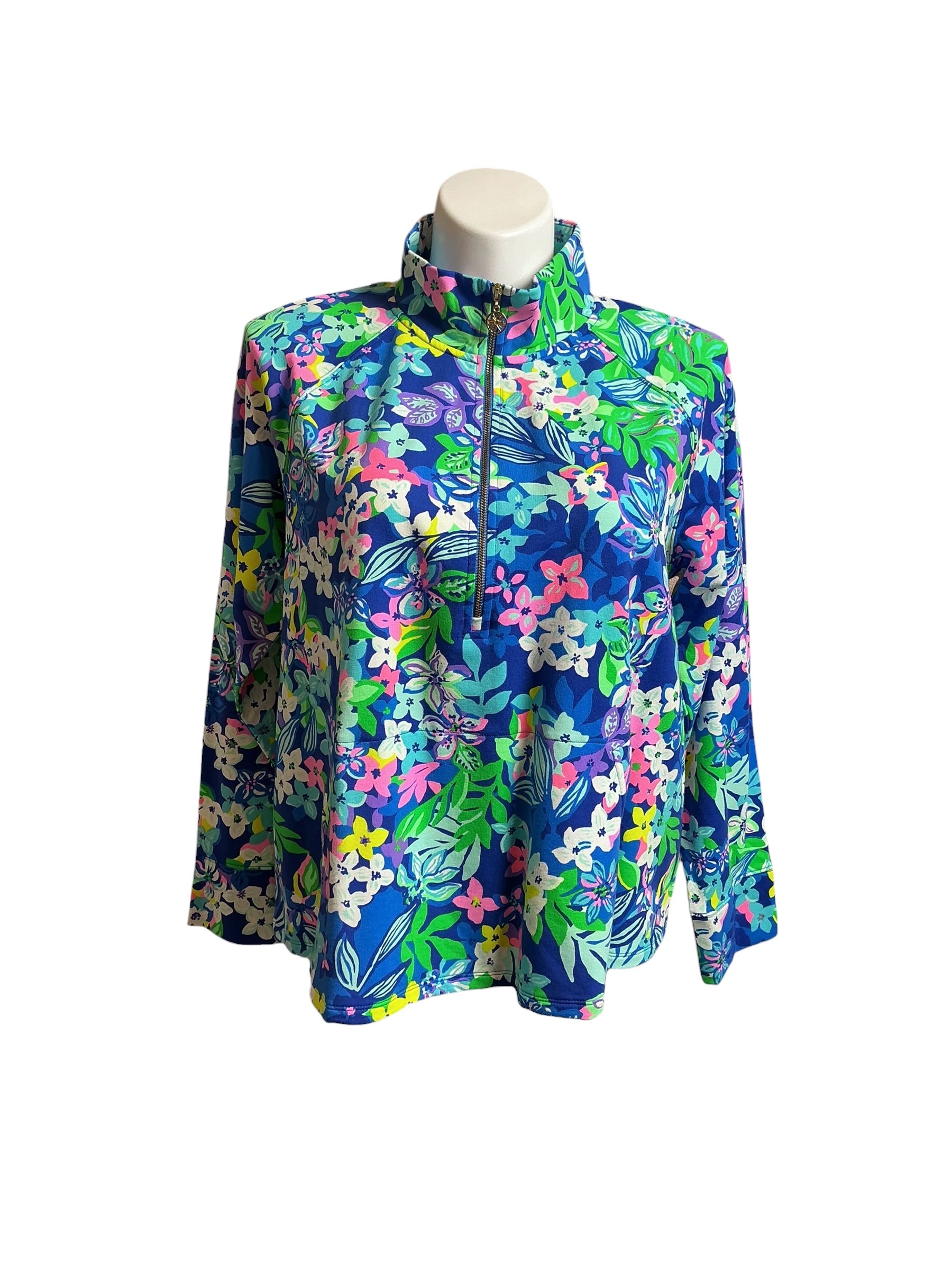 Lilly Pulitzer NWT Melena UPF 50+ Popover Borealis Blue Social Sunset - Size XXL