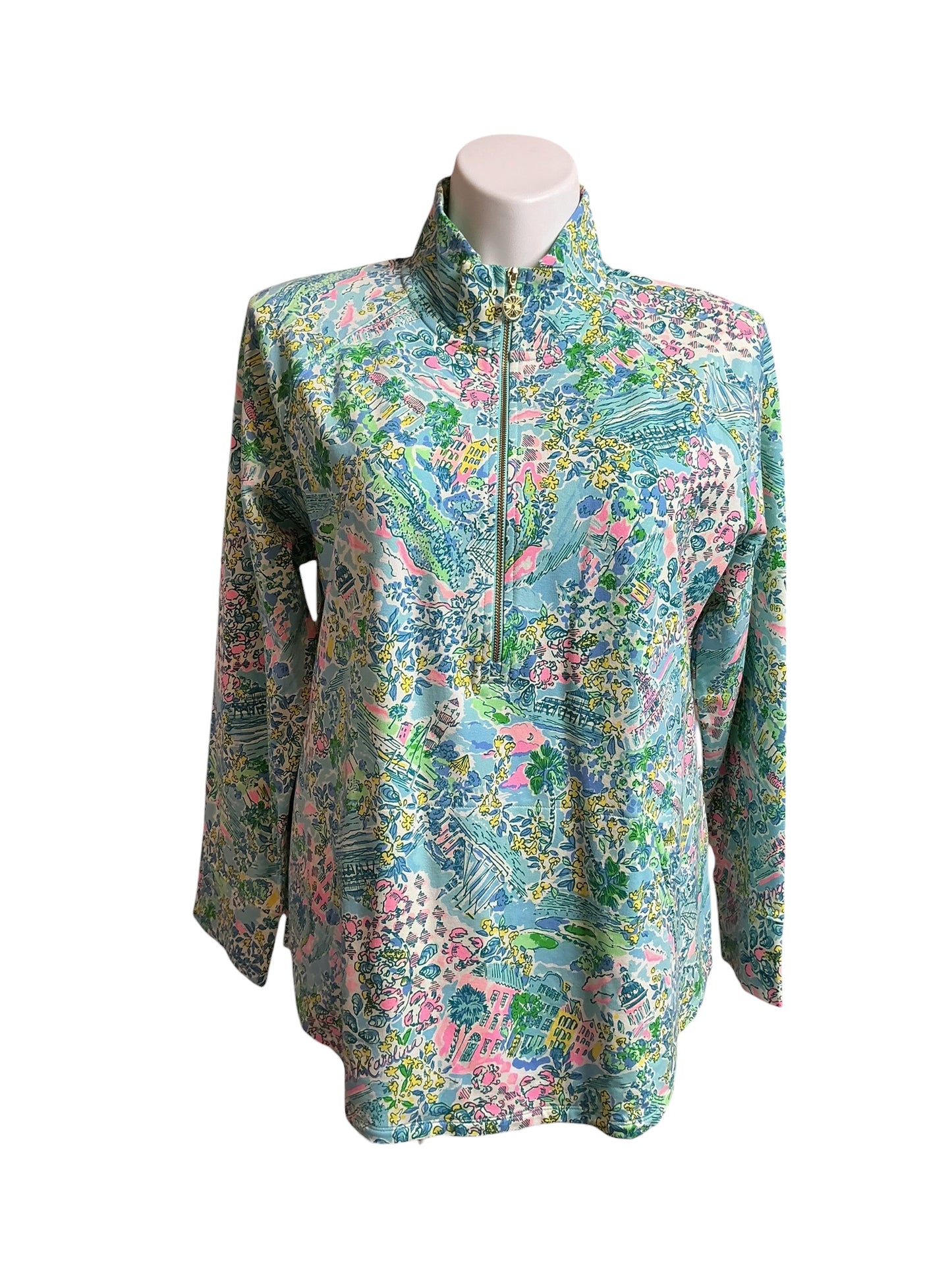 Lilly Pulitzer NWT UPF 50+ Skipper Popover Surf Blue Lilly Loves South Carolina - Size XXL