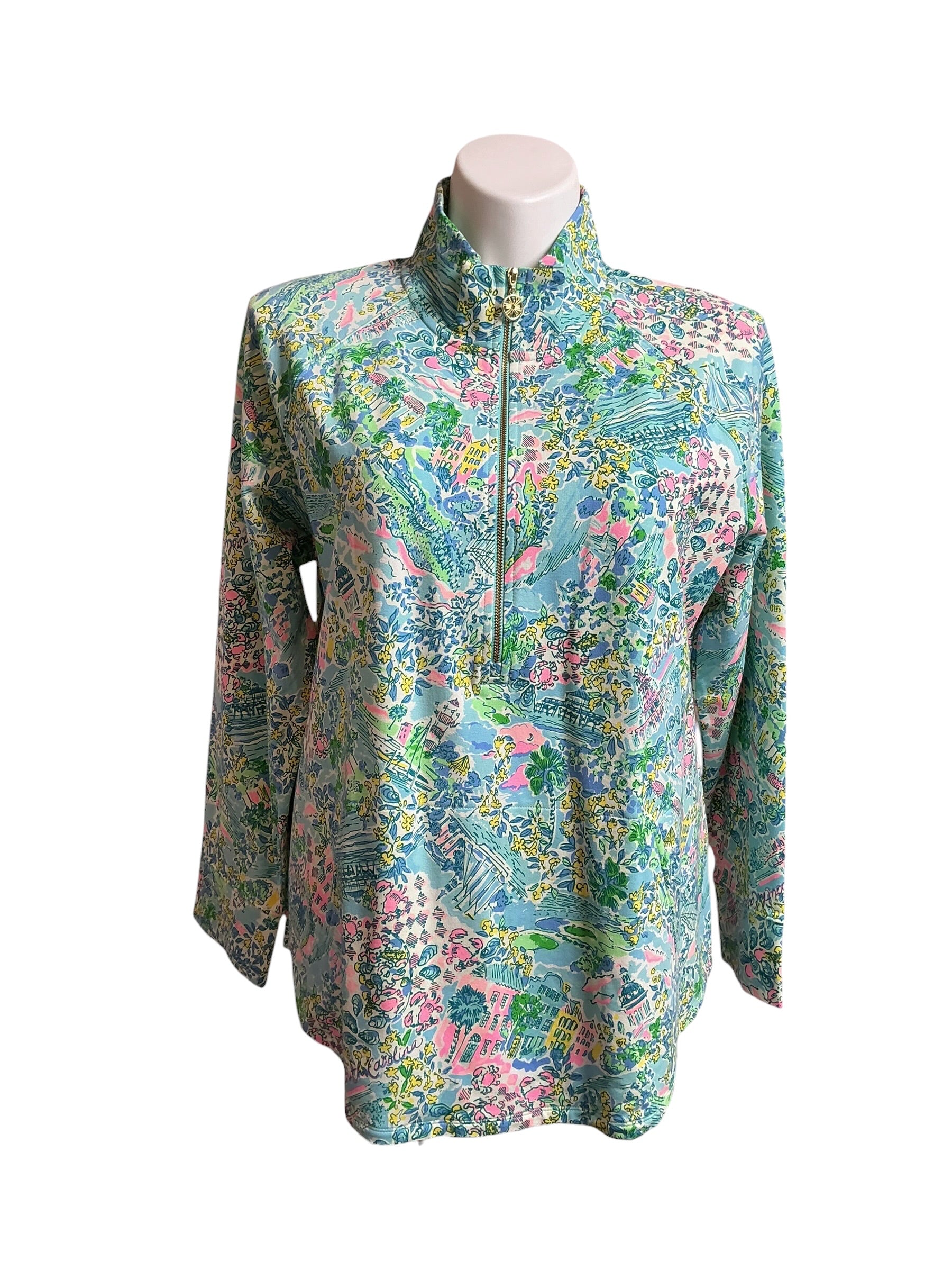 Lilly Pulitzer NWT UPF 50+ Skipper Popover Surf Blue Lilly Loves South Carolina - Size XXL