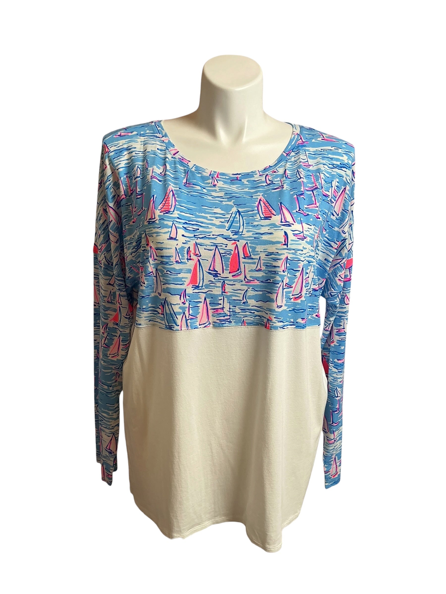 Lilly Pulitzer NWT Finn Top Zanzibar Blue Boatylicious - Size XXL