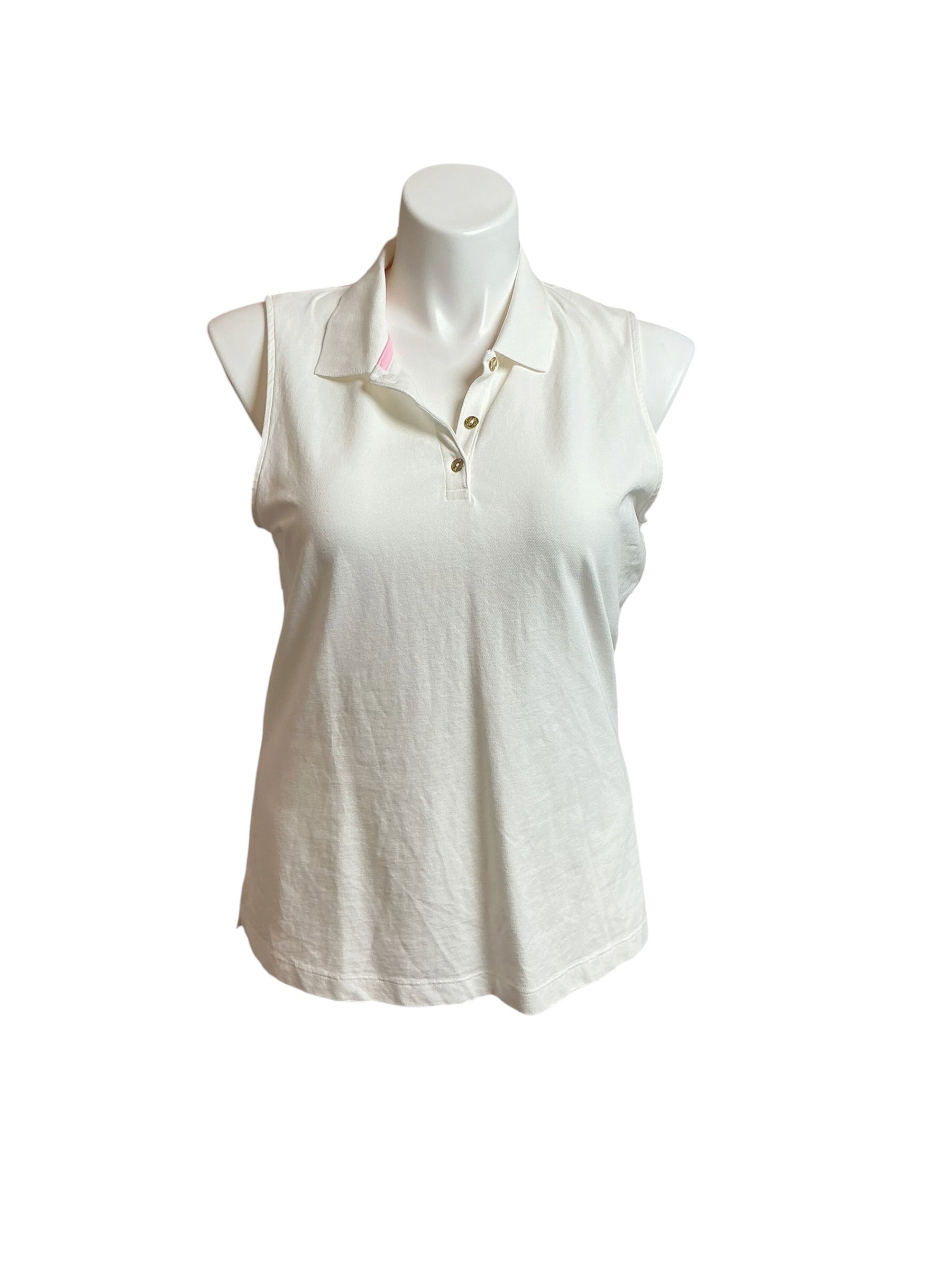 Lilly Pulitzer Sleeveless Polo Shirt Resort White - Size XL