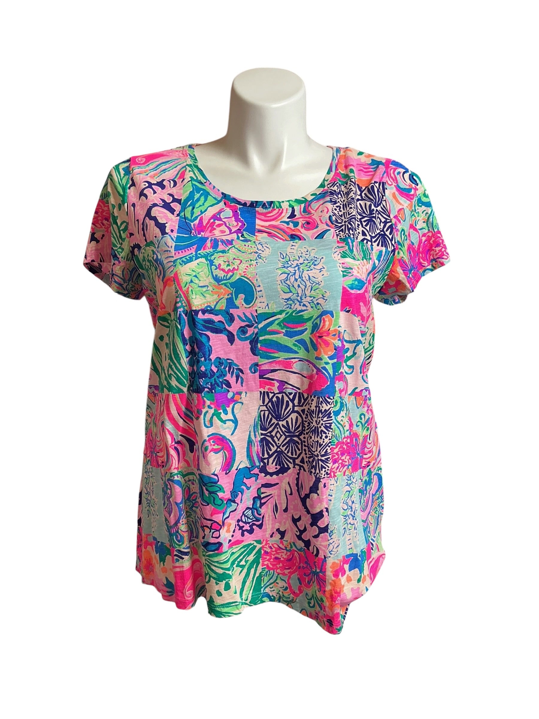 Lilly Pulitzer NWT Etta Scoop Neck Multi Patch To Match - Size XL