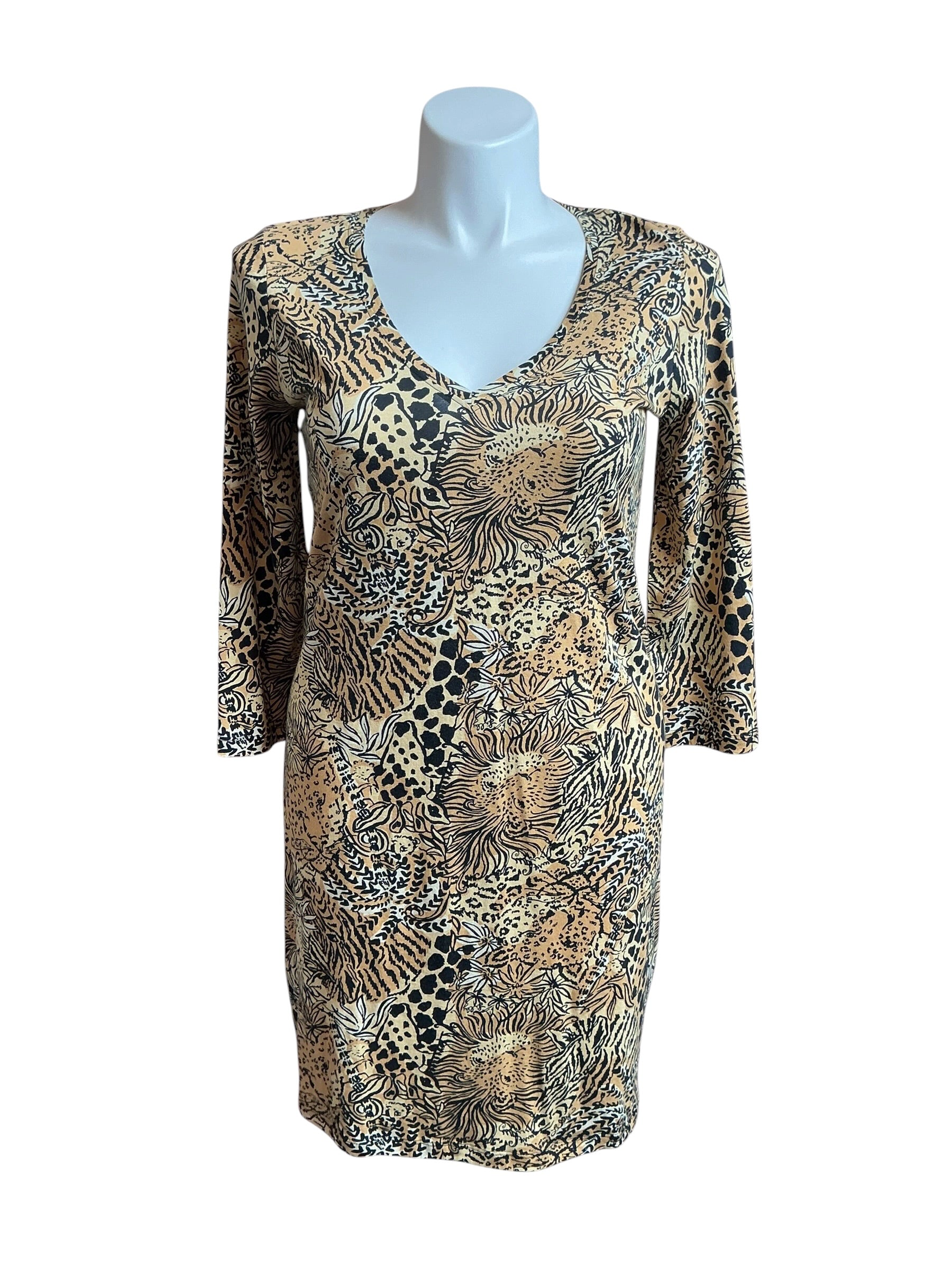 Lilly Pulitzer NWT Tessa 3/4 Sleeve V-Neck Rattan Walk On The Wild Side - Size L