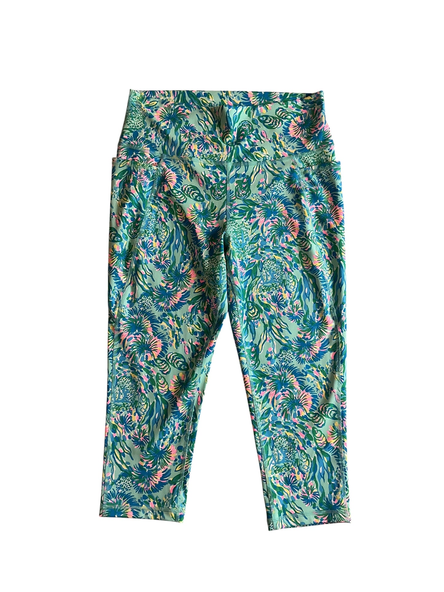 Lilly Pulitzer South Beach High Legging Rise Surf Blue Coral Of The Story - Size XL