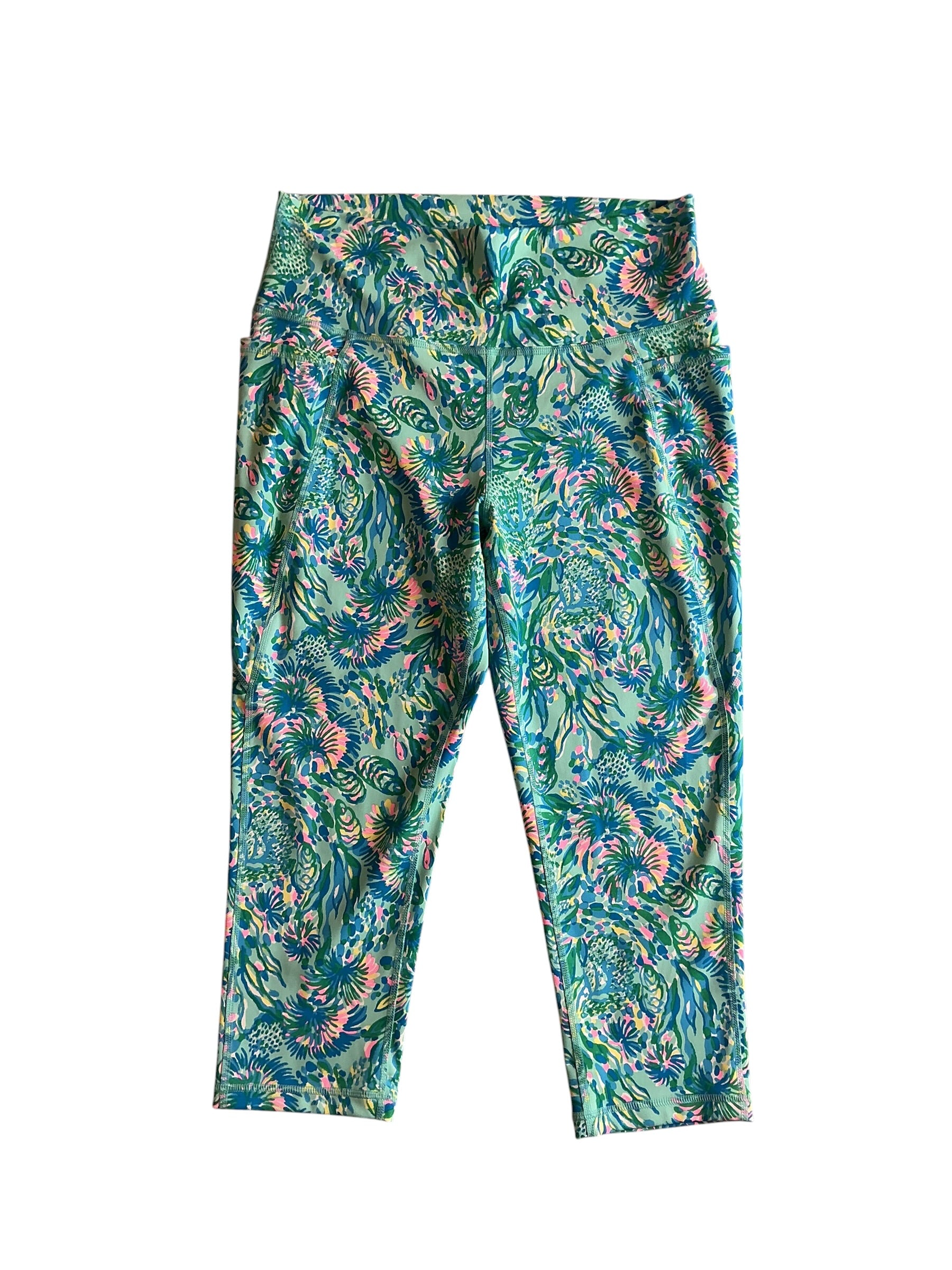 Lilly Pulitzer South Beach High Legging Rise Surf Blue Coral Of The Story - Size XL