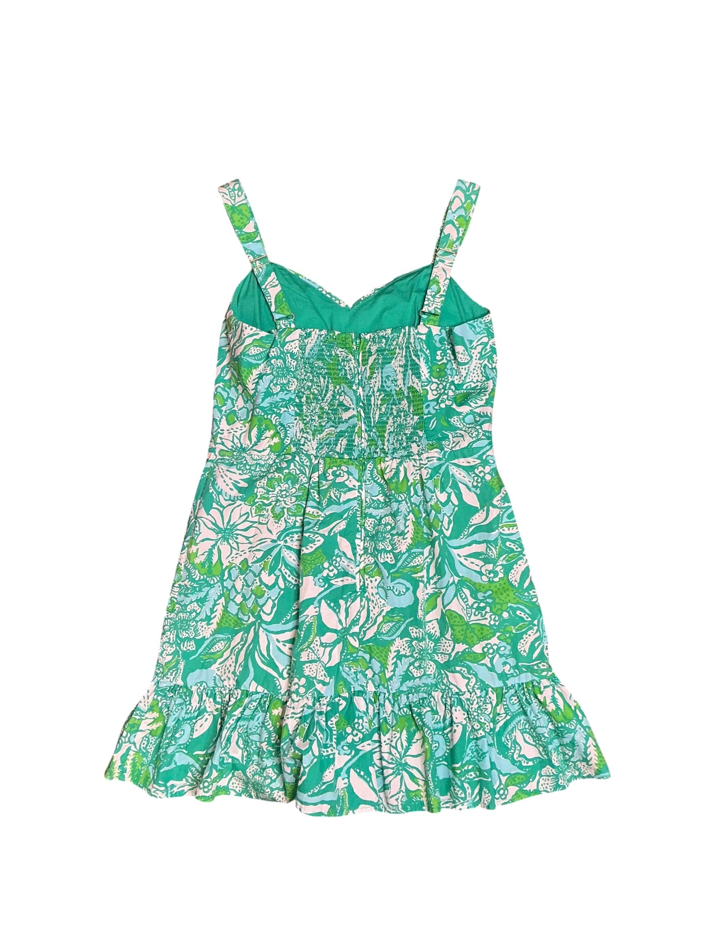 Lilly Pulitzer Rocko Cotton Romper Botanical Green Safari Sangria - Size 8