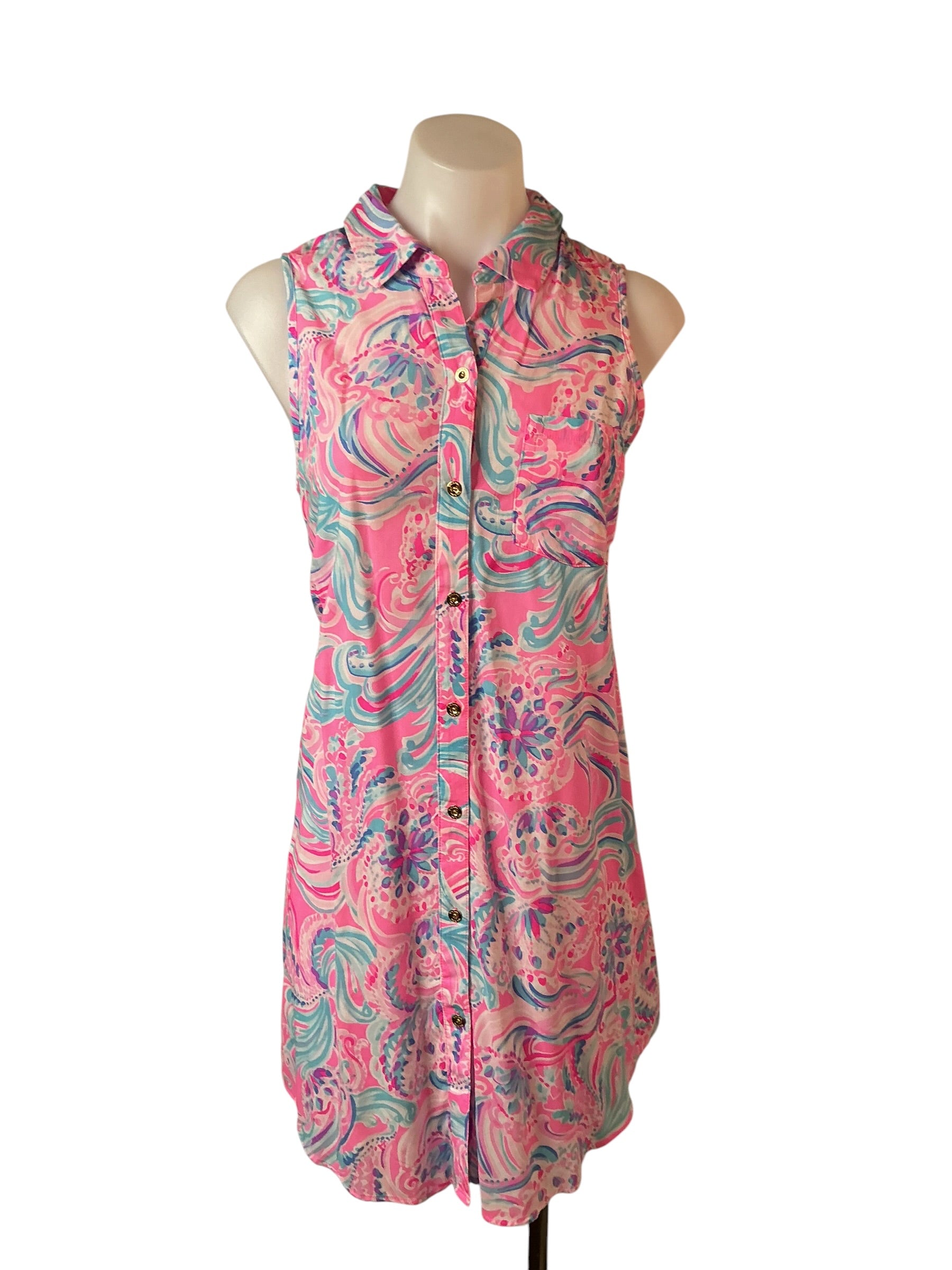 Lilly Pulitzer NWT Sleeveless Nataue Coverup Prosecco Pin - Size XS