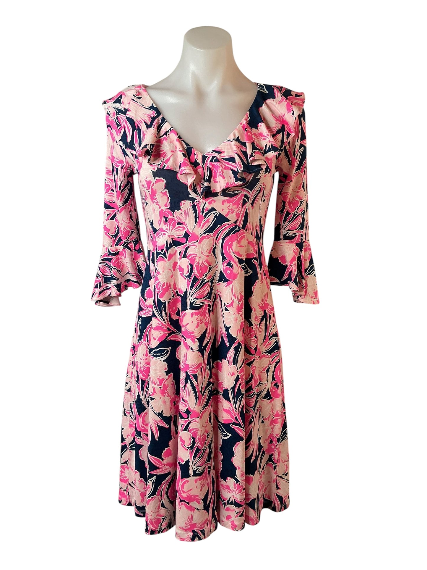 Lilly Pulitzer NWT Stirling Dress Inky Navy Flamingle - Size XS