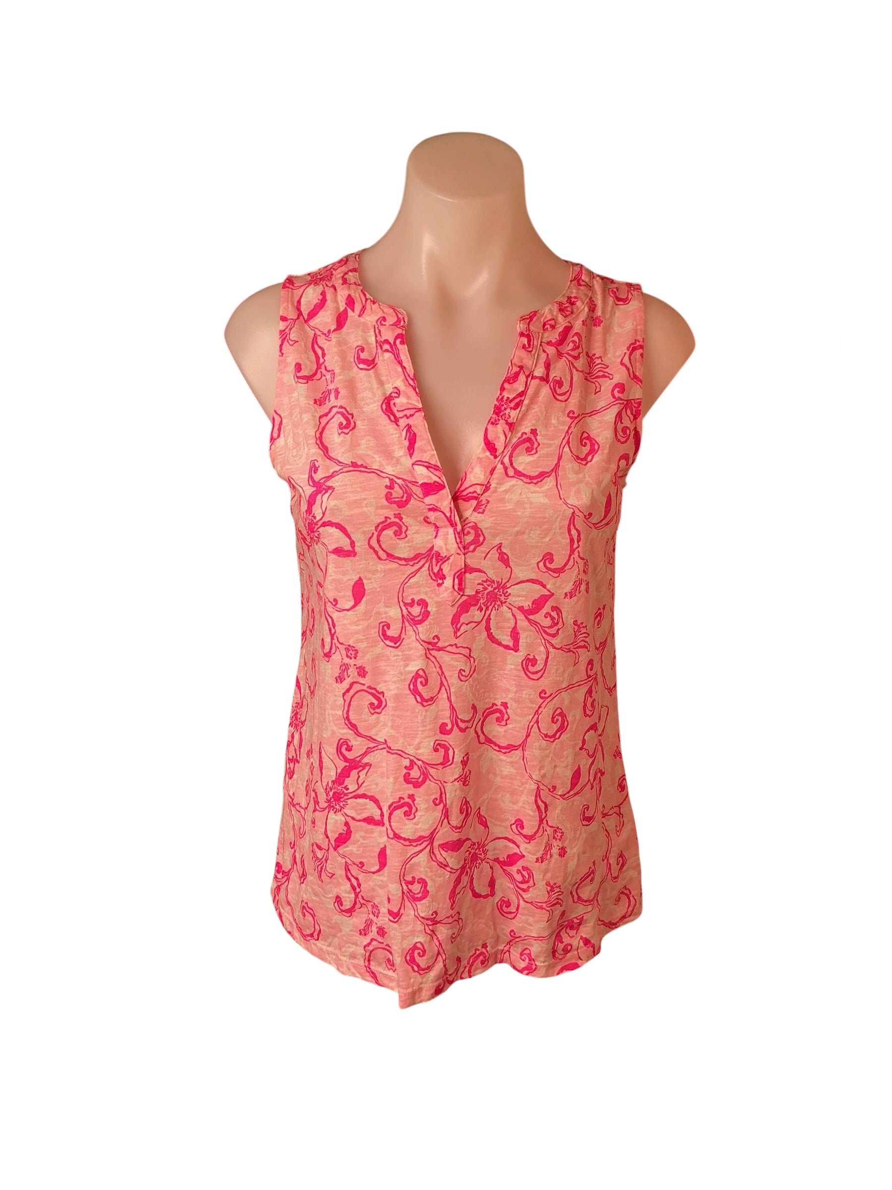 Lilly Pulitzer Top Conch Shell Pink Flamingle Garden - Size XS