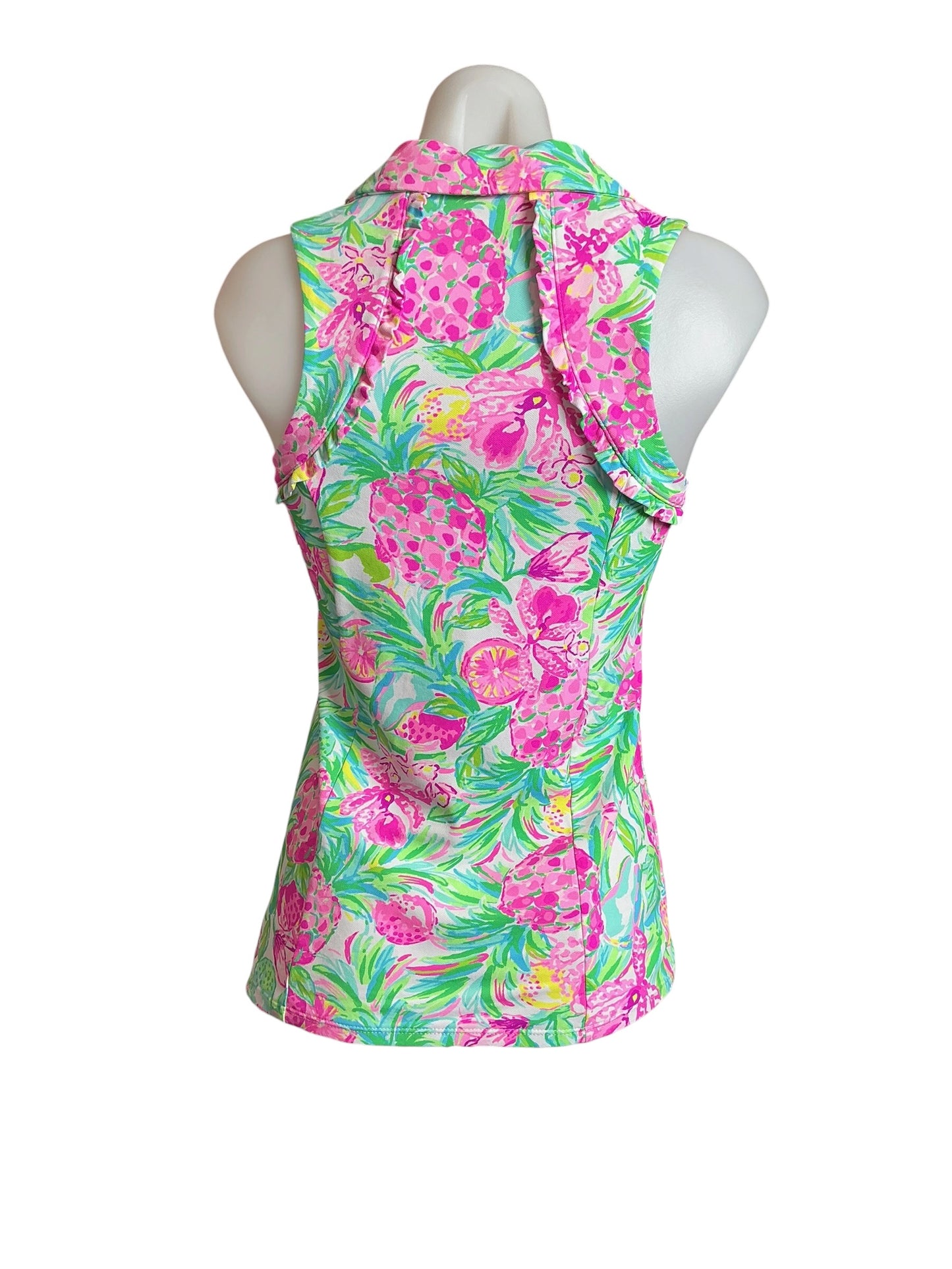 Lilly Pulitzer Martina Polo Top Pear Necessities - Size XS