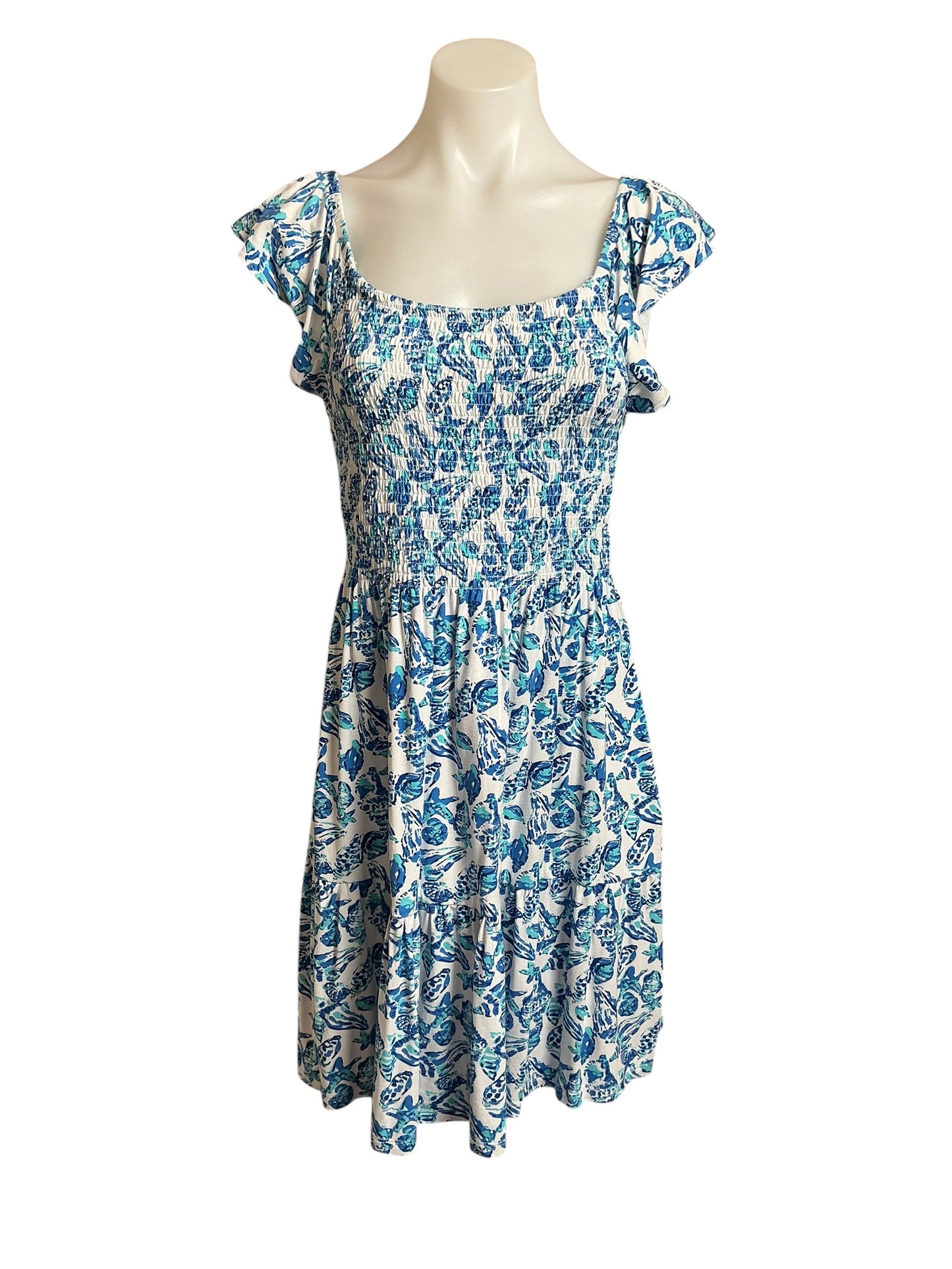 Lilly Pulitzer Jilly Smocked Dress Resort White Shell Collector - Size M