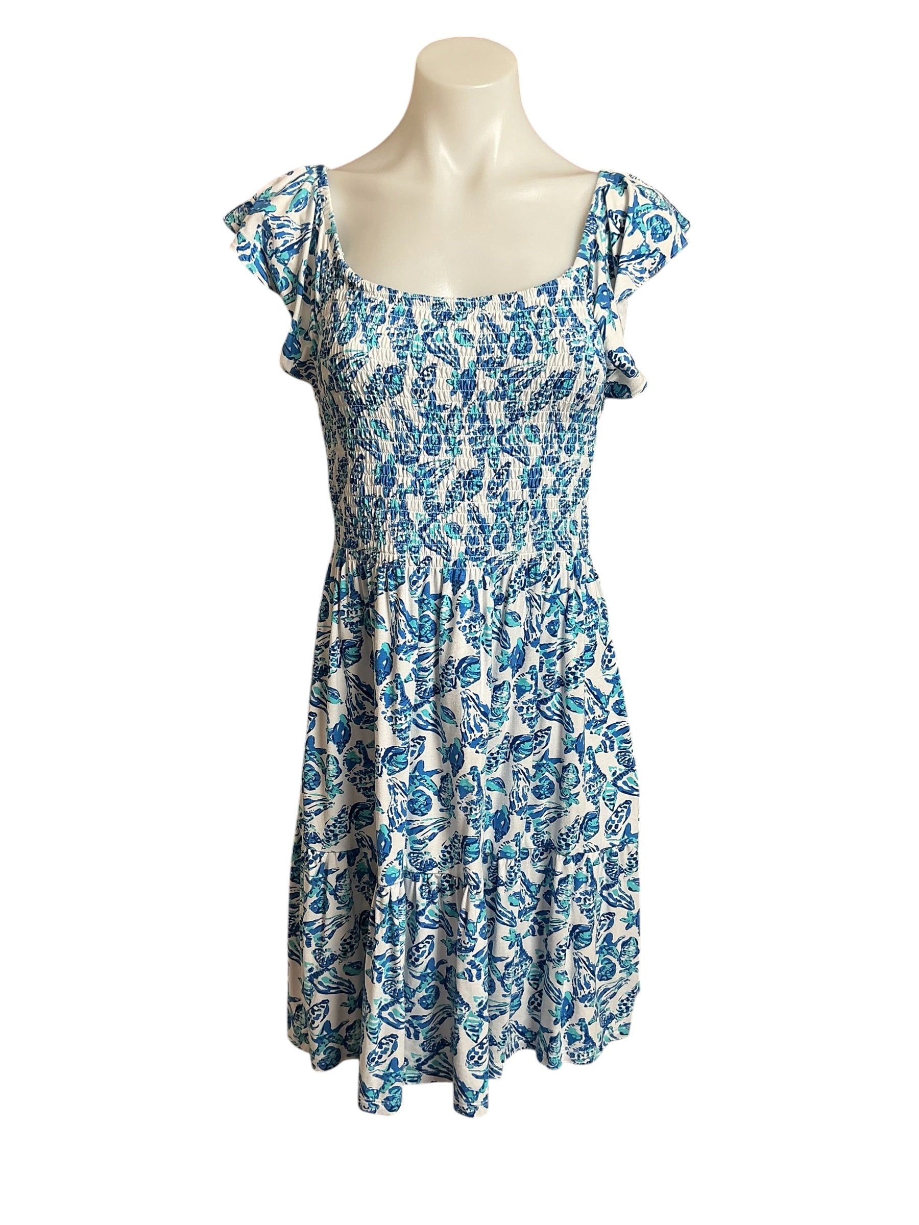 Lilly Pulitzer Jilly Smocked Dress Resort White Shell Collector - Size M