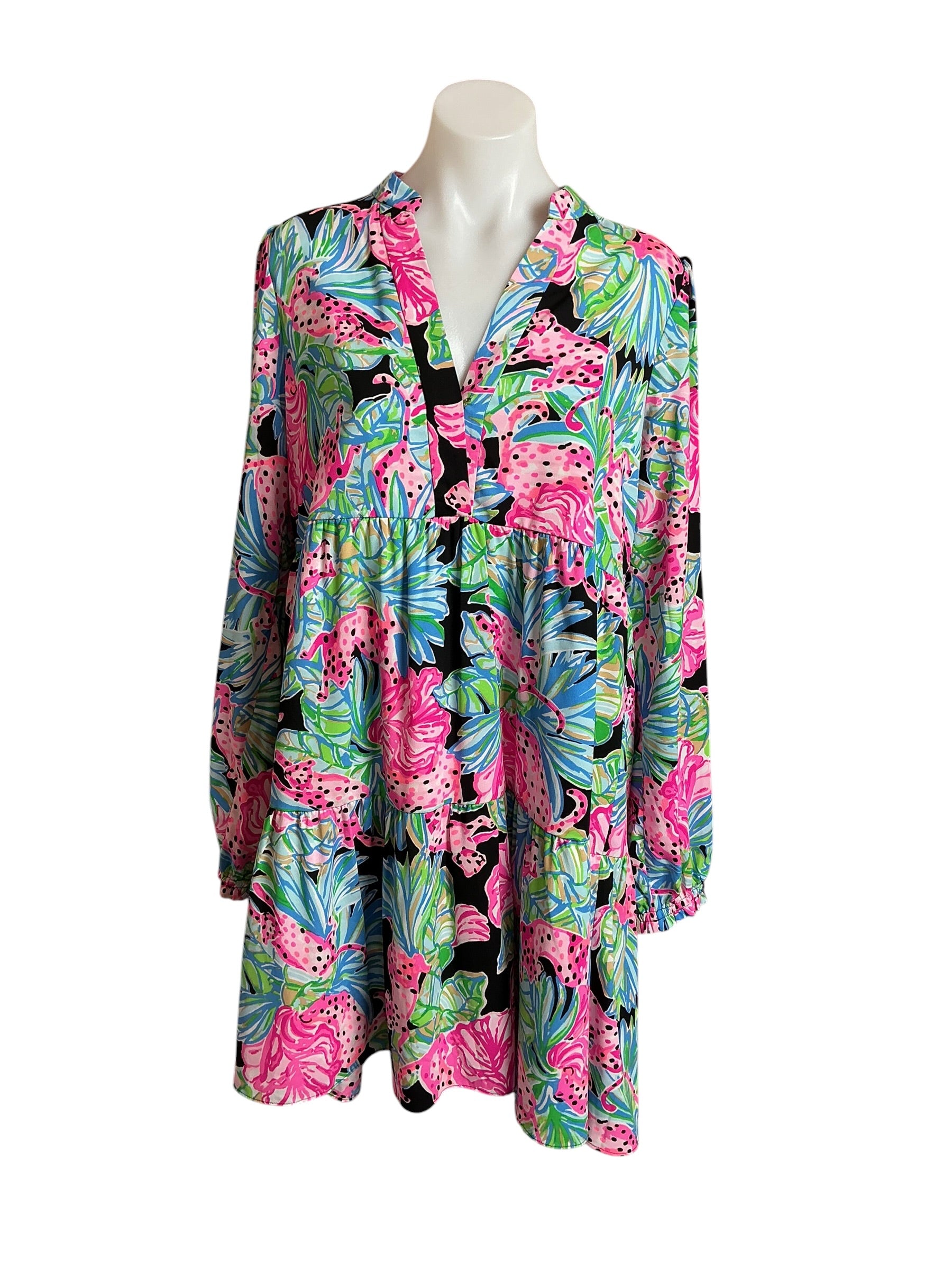 Lilly Pulitzer Winona Stretch Dress Onyx Jaguar Jungle - Size M