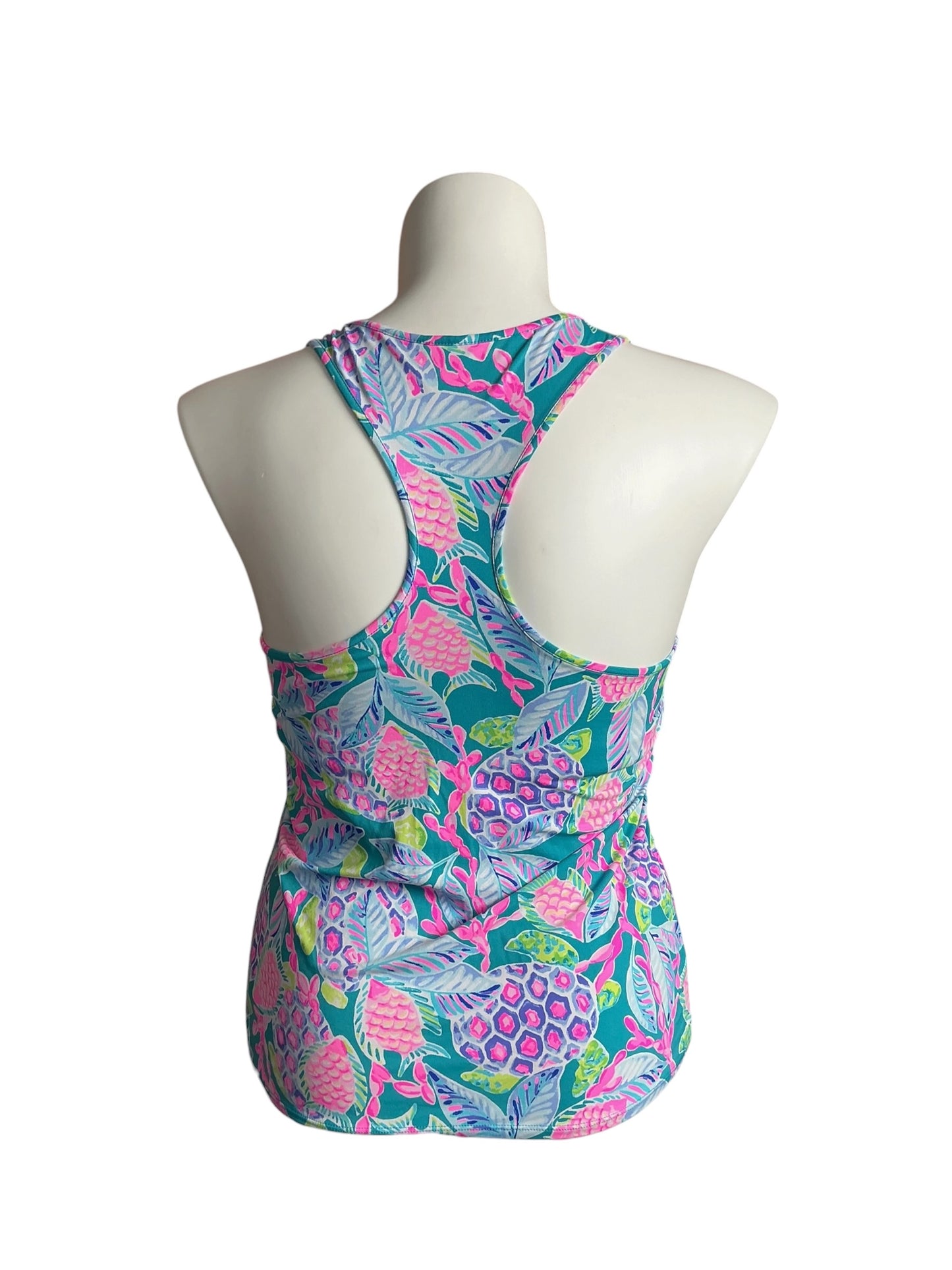 Lilly Pulitzer Luxletic Mina Bra Tank Top Maldives Green Turtle Wave - Size XL
