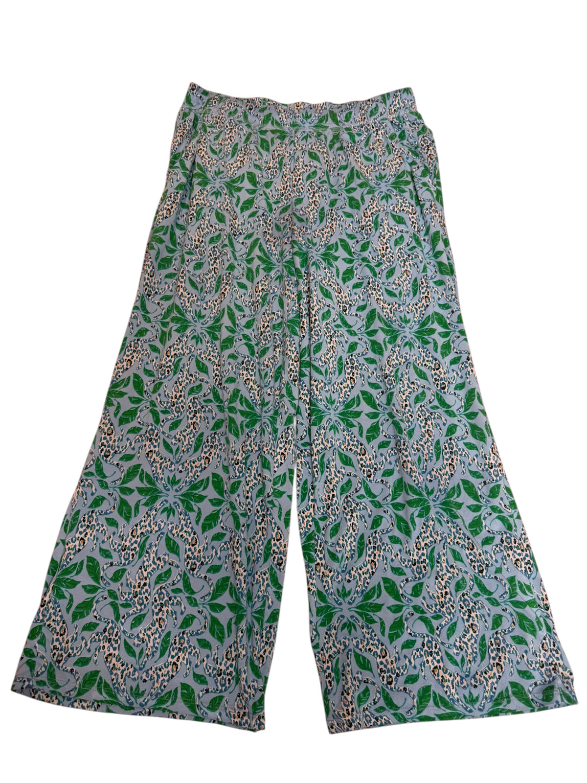 Lilly Pulitzer PJ Knit Crop Pant in Bon Bon Blue Leapin Leopards - Size M