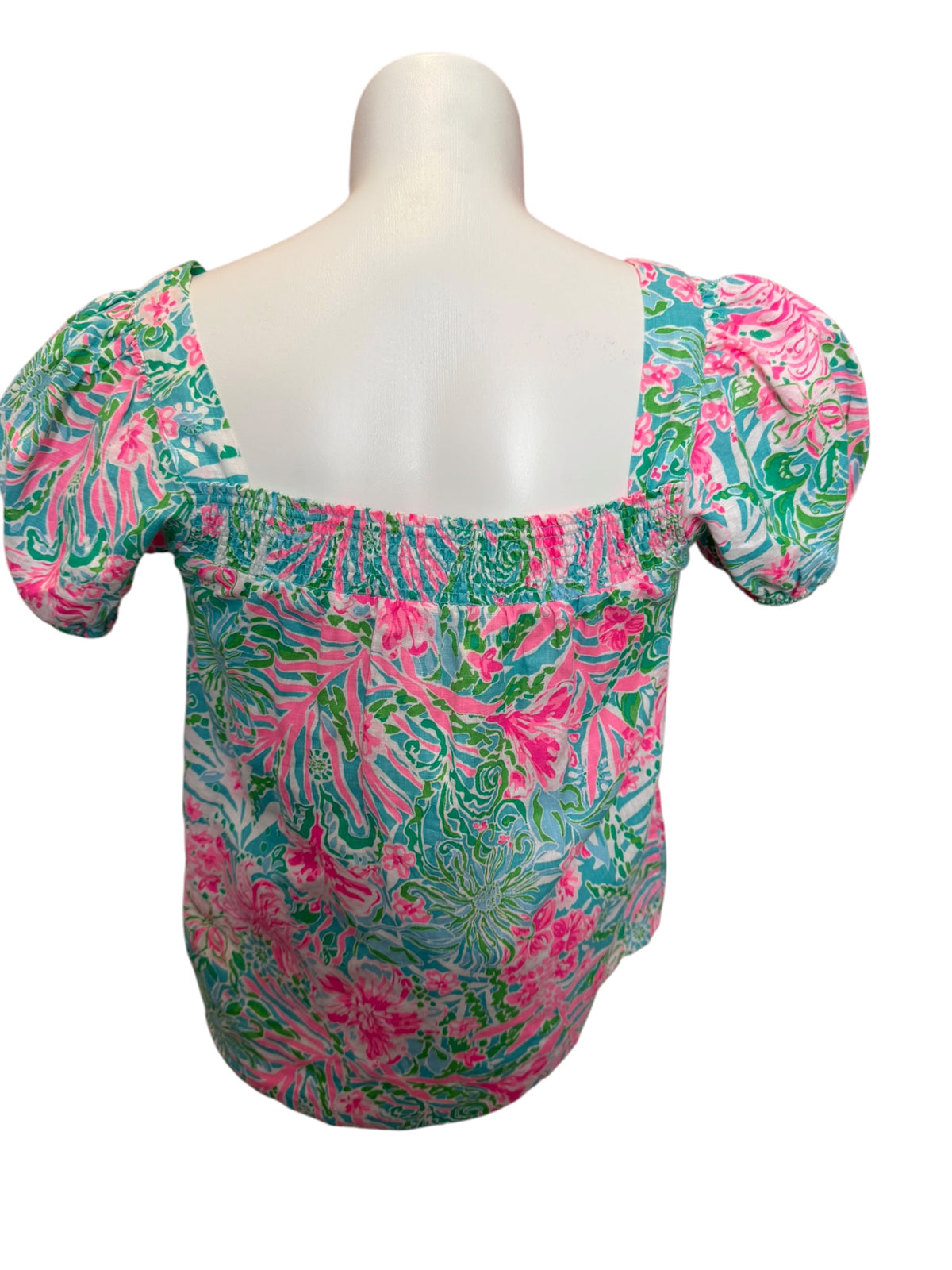 Lilly Pulitzer NWT Keating Linen Top in the Amalfi Blue Leaf It Wild - Size 4