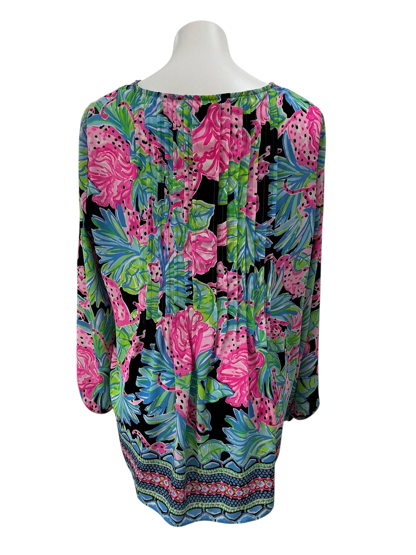Lilly Pulitzer Marilina Long Sleeve Tunic Onyx Jaguar Jungle - Size XL