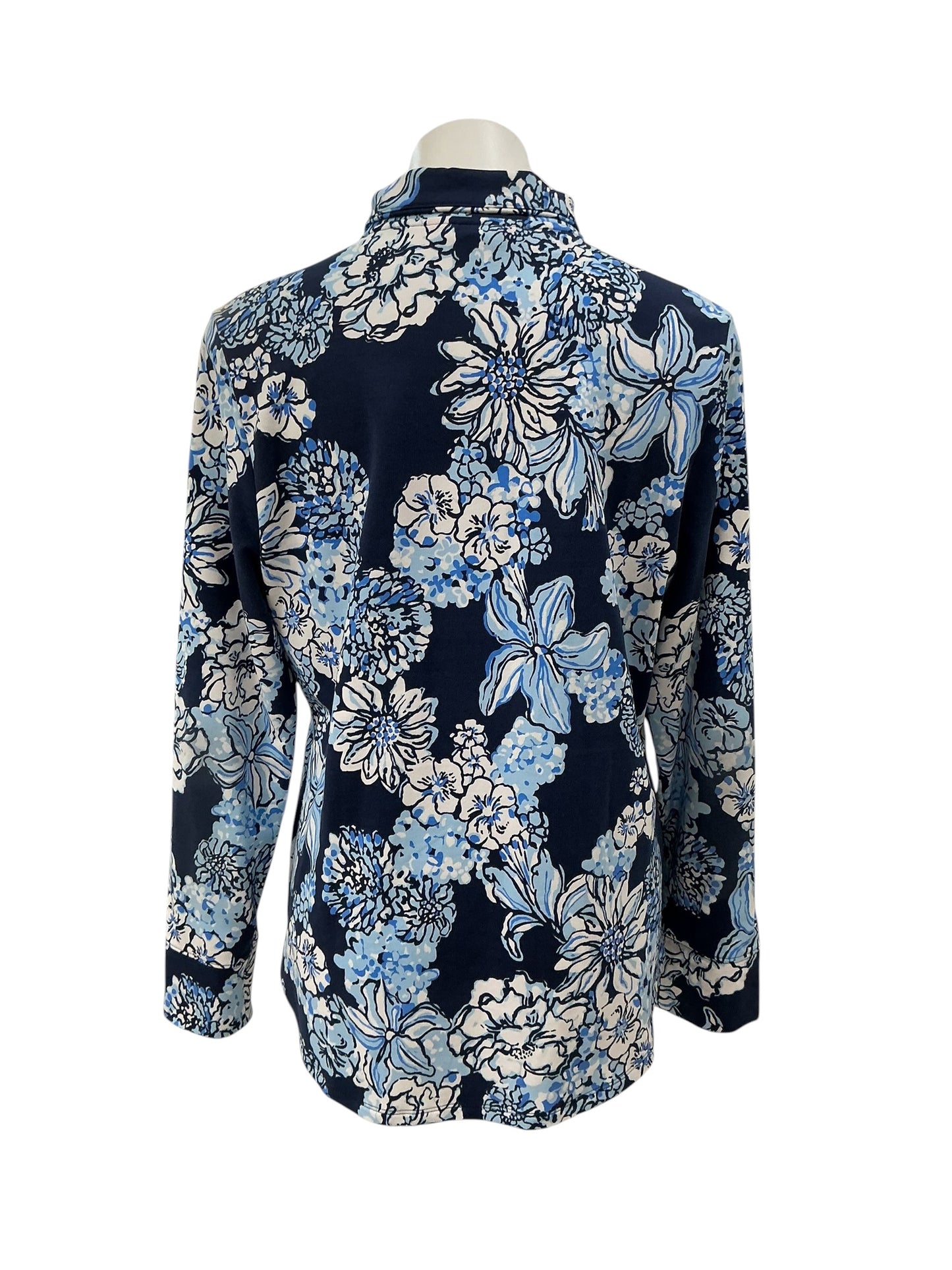 Lilly Pulitzer Leona Zip-Up Jacket Low Tide Navy Bouquet All Day - Size L