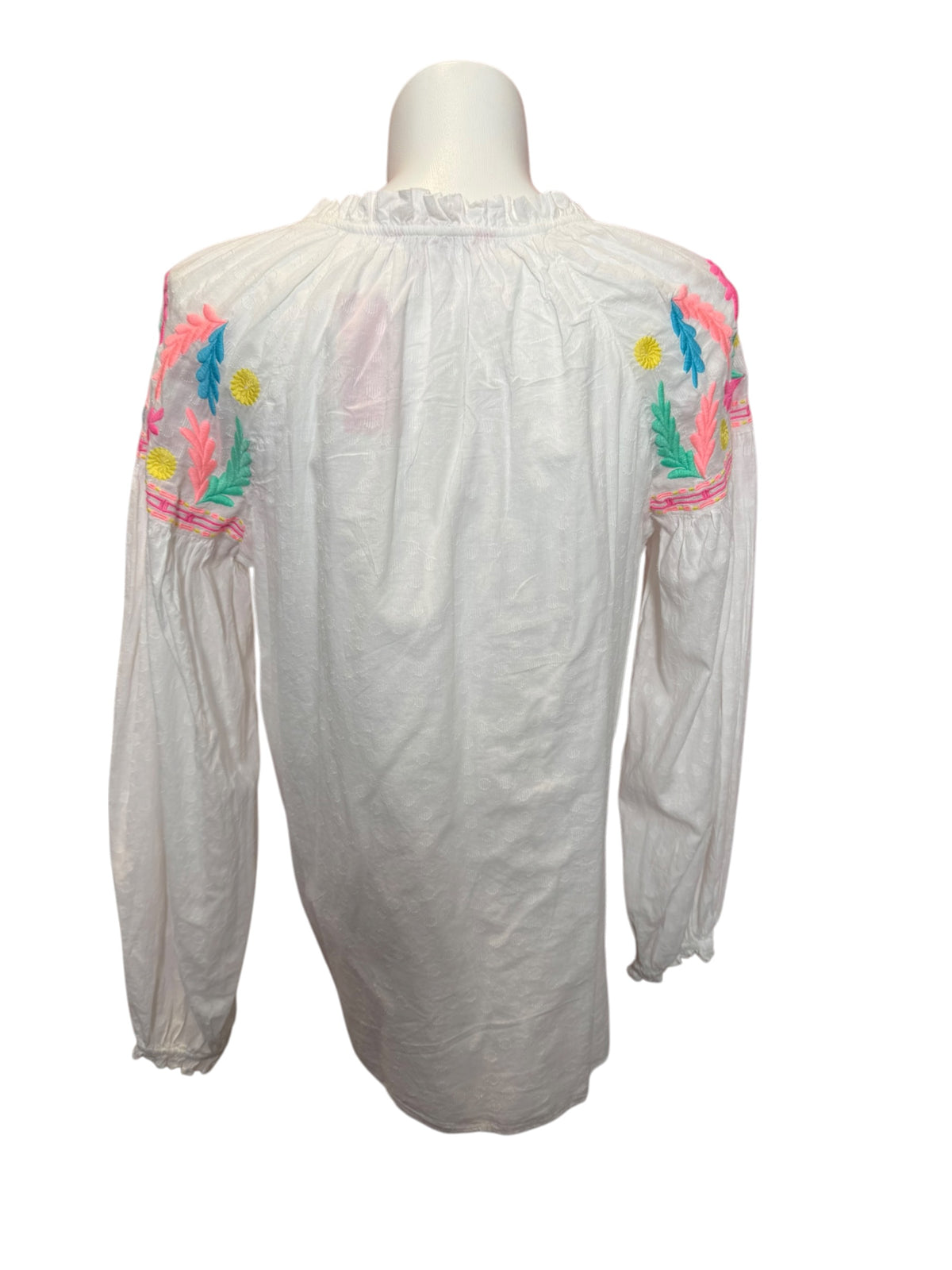 Lilly Pulitzer Florentina Peasant Top Embroidered Resort White - Size XL