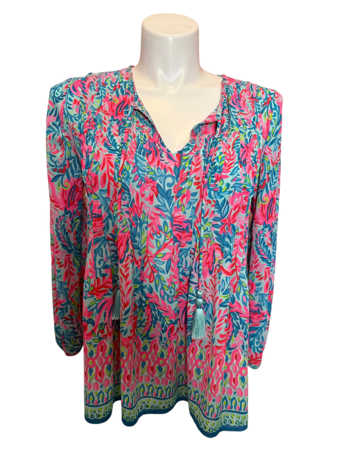 Lilly Pulitzer Marilina Long Sleeve Tunic Onyx Jaguar Jungle - Size M