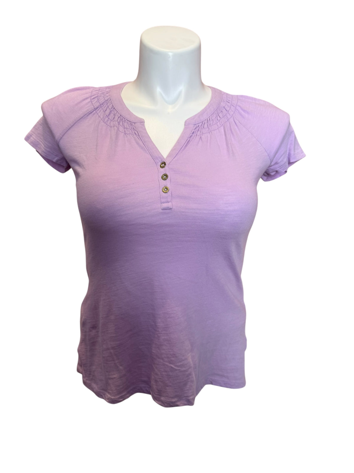 Lilly Pulitzer Short Sleeve Essie Knit Top Purple Iris - Size XXS
