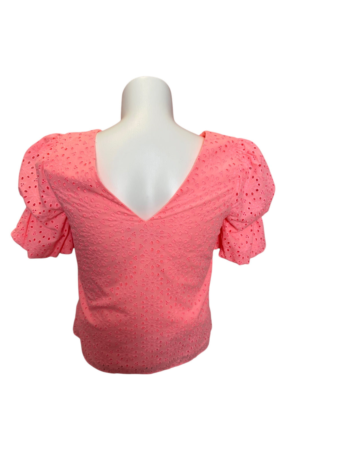 Lilly Pulitzer Shalia Top Shellona Coral Neon Sunburst Eyelet - Size S