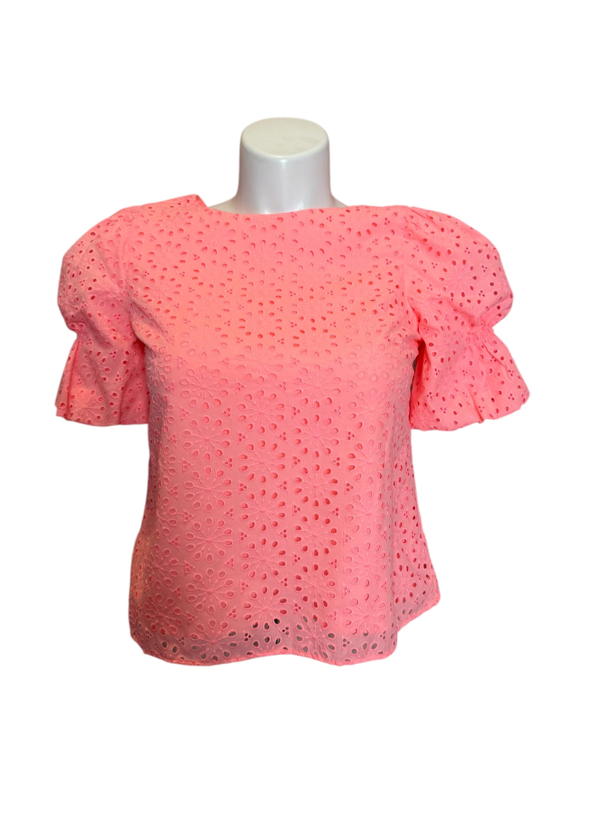 Lilly Pulitzer Shalia Top Shellona Coral Neon Sunburst Eyelet - Size S