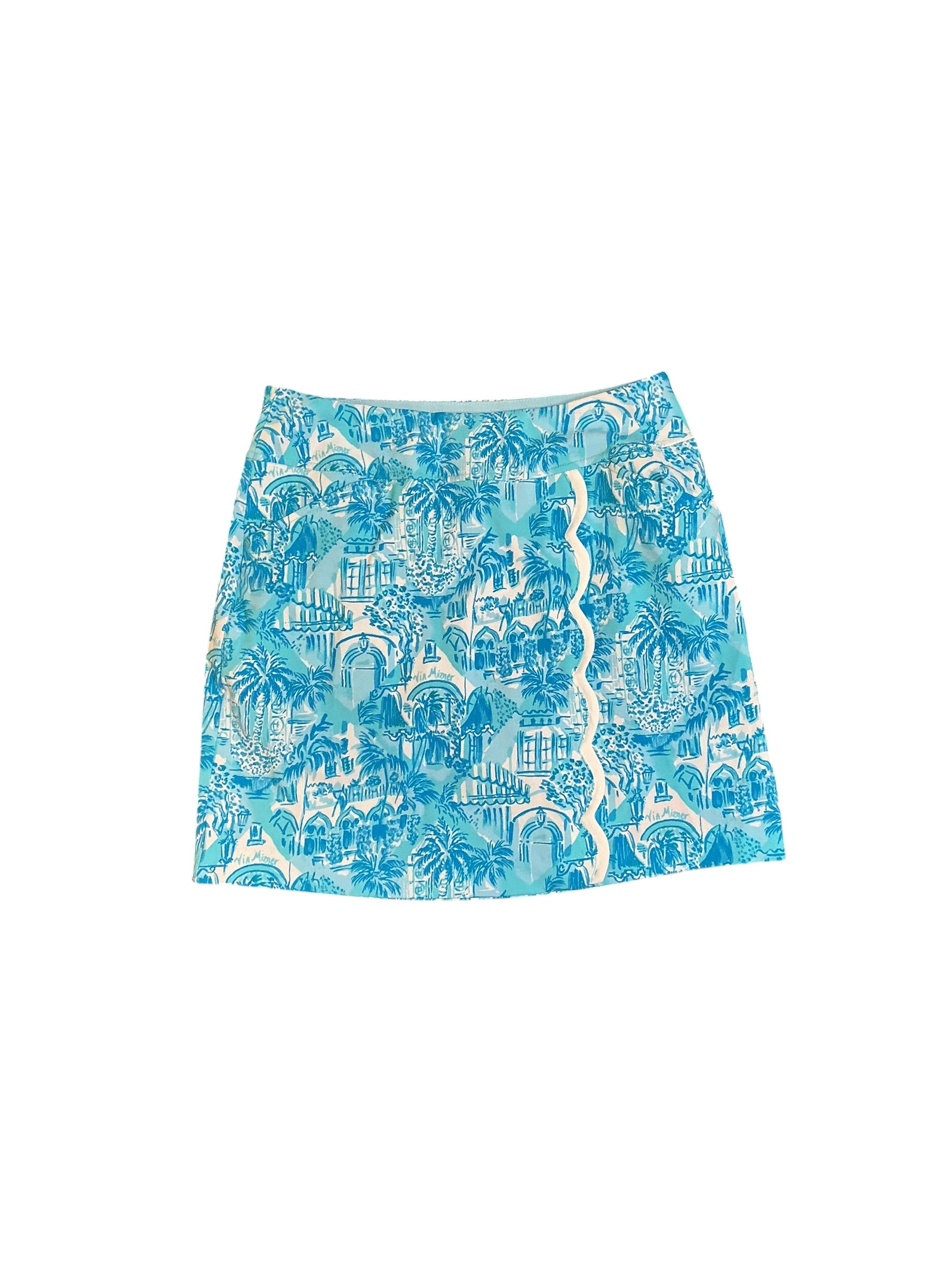 Lilly Pulitzer Monica Scallop Skort Amalfi Blue Sunny State of Mind - Size 2