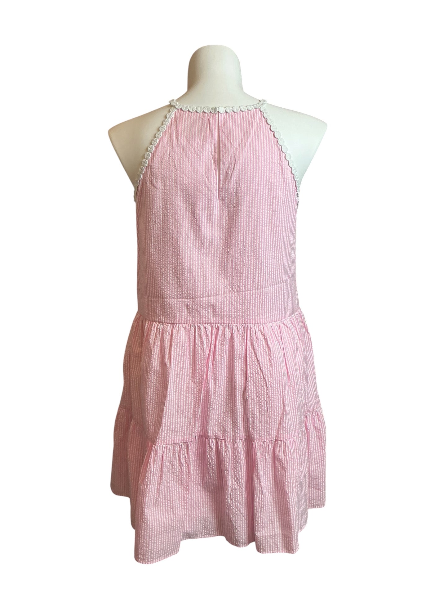 Lilly Pulitzer Britt Seersucker Striped Halter Havana Pink Seersucker Stripe Dress - Size 14