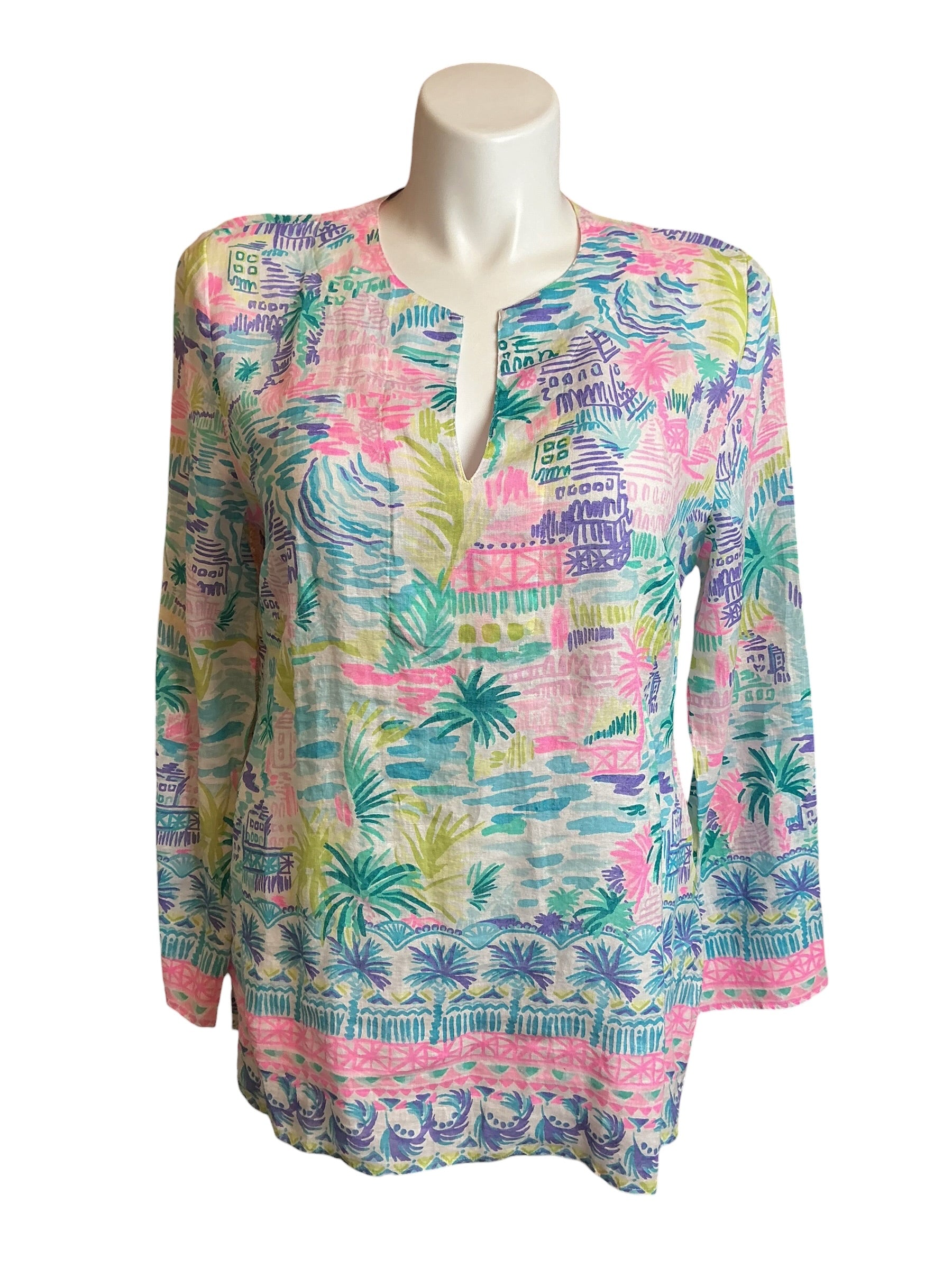 Lilly Pulitzer NWT Ocean Cove Tunic Multi Private Island Engineered Top - Size XL