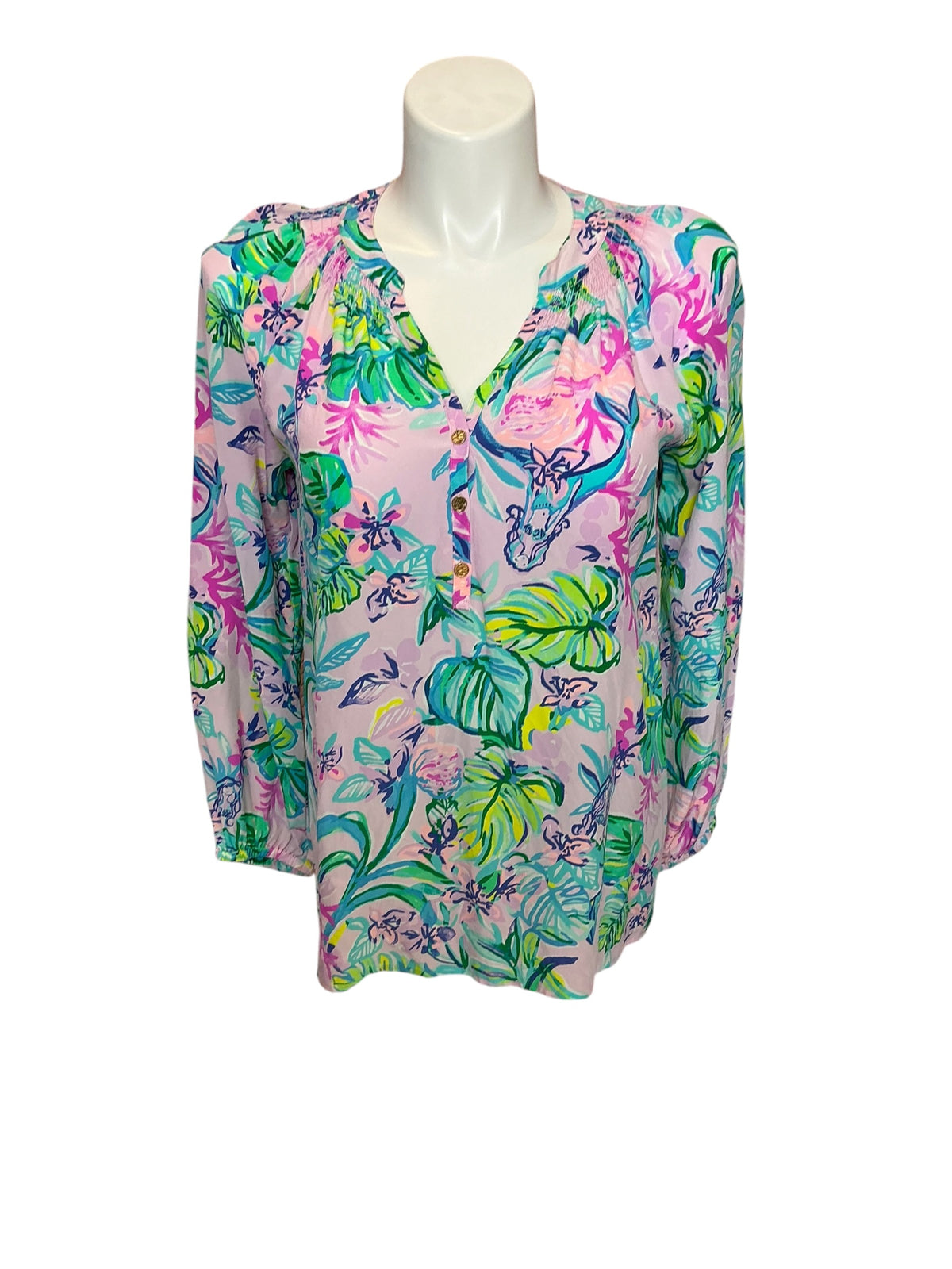 Lilly Pulitzer Elsa Silk Top Mermaid in the Shade - Size Lilly