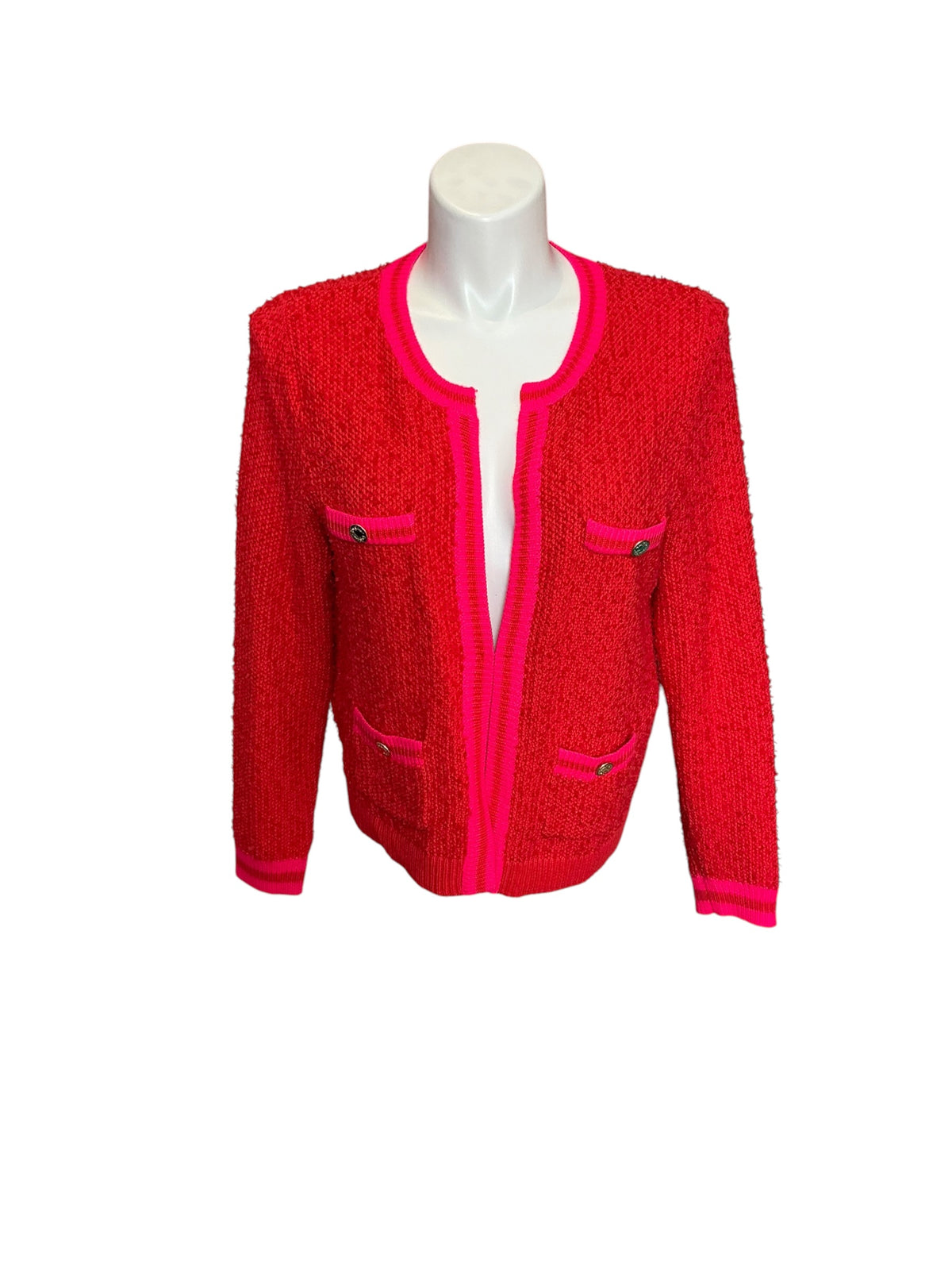 Lilly Pulitzer Nalayna Cardigan Ruby Red / Neon Pink - Size XL