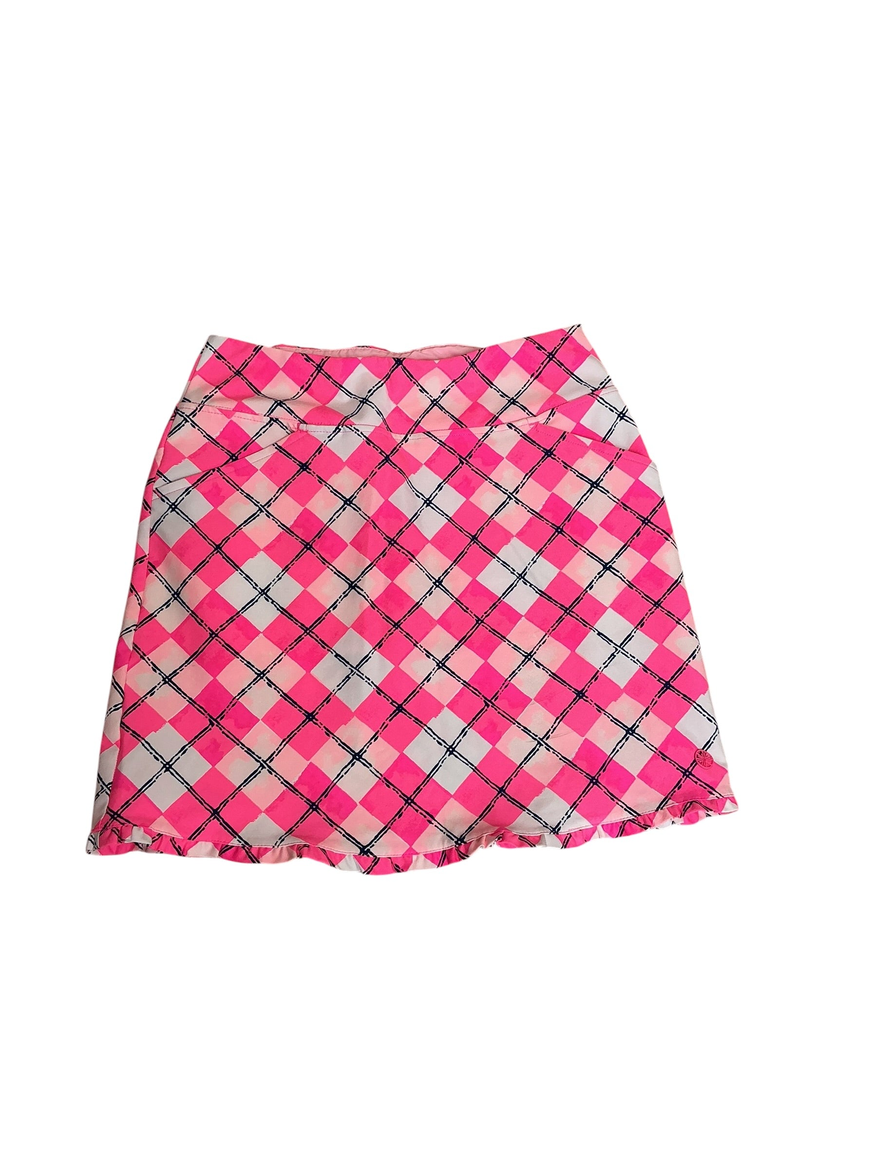 Lilly Pulitzer Fairway Performance Skort Pink Tropics Glow & Flow Argyle  - Size 00