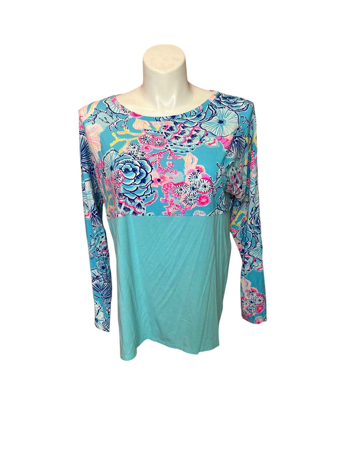 Lilly Pulitzer Finn Top Aqua La Vista print - Size XL