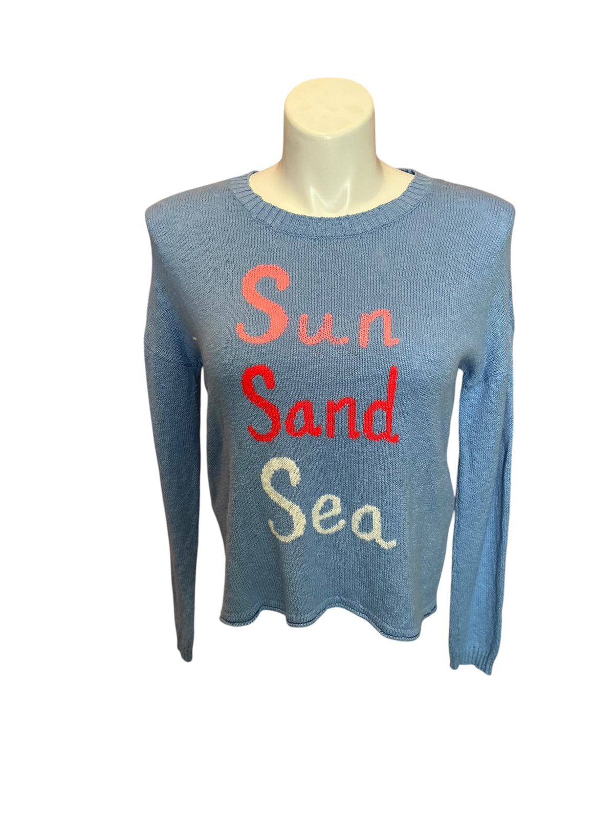 Lilly Pulitzer Pippy Sweater Blue Peri Sun Sand Sea Intarsia -Size M