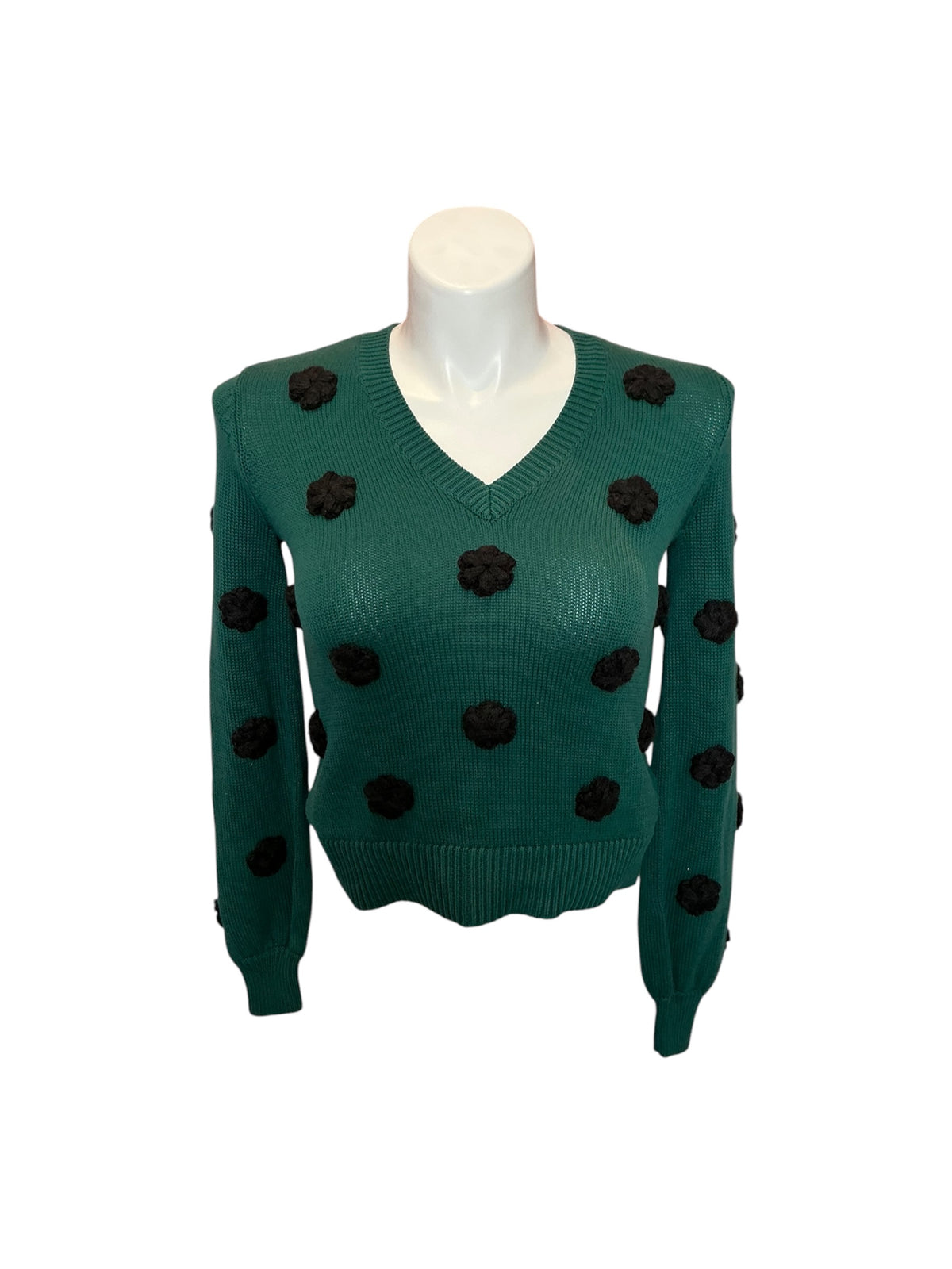 Lilly Pulitzer NWT Wyla Sweater Villa Green Tossed Crochet Flowers Size XXS