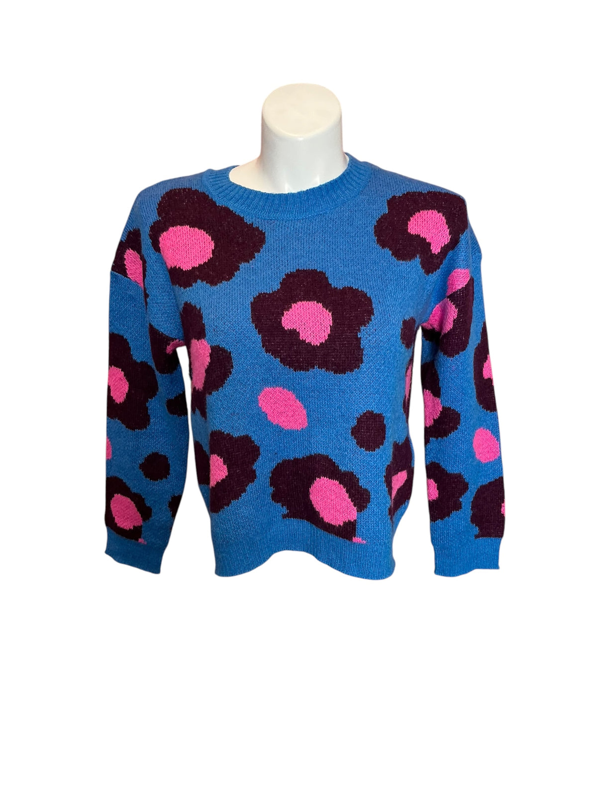Lilly Pulitzer Ferrara Sweater Blue Flare Growl and Prowl Jacquard - Size L